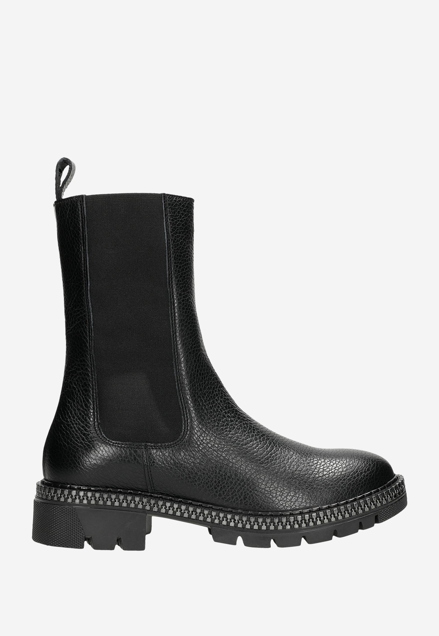 Czarne botki damskie sztyblety ze skóry licowej