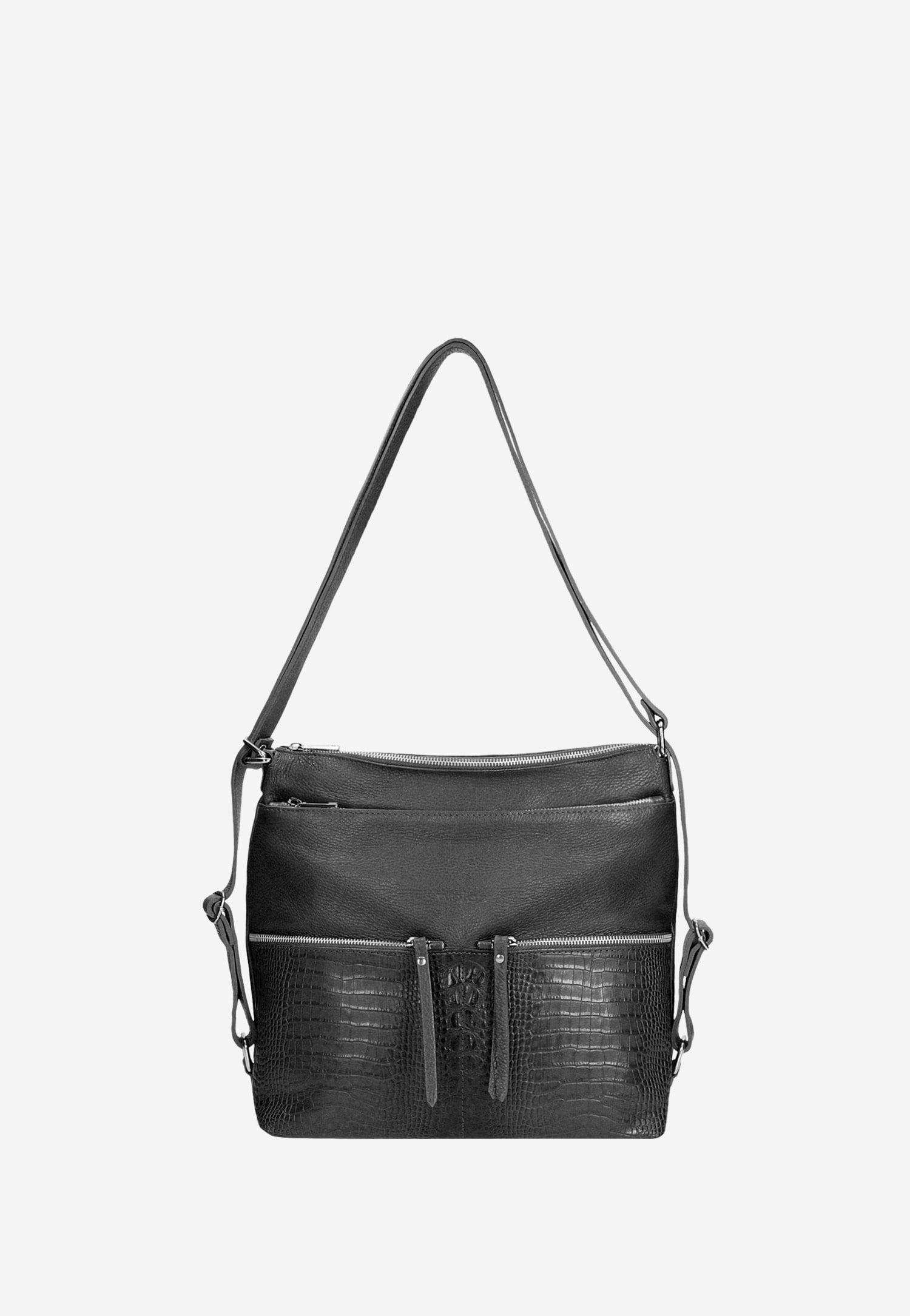 Czarna skórzana torebka plecak 2w1