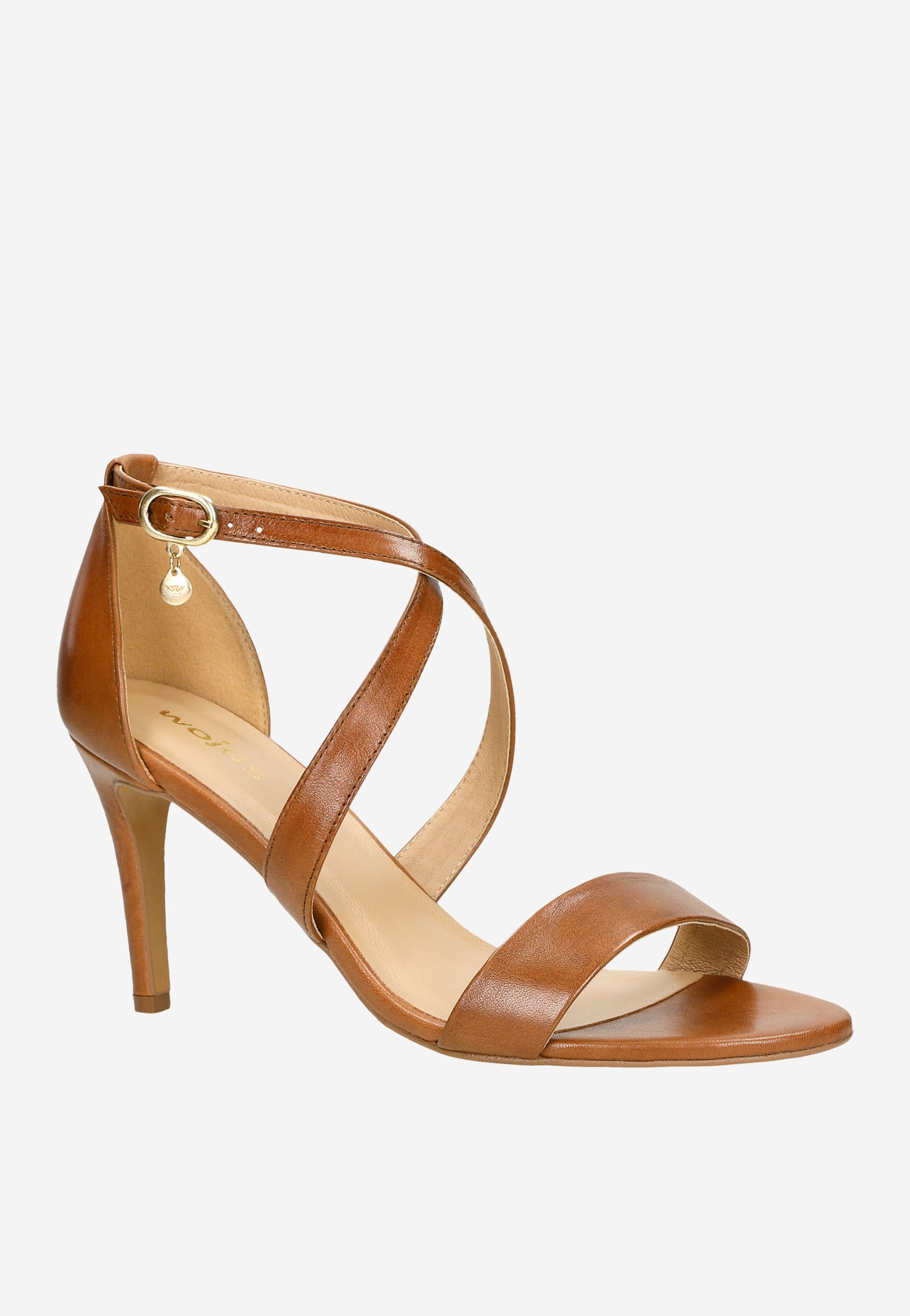 Jasnobrązowe sandały damskie na szpilce