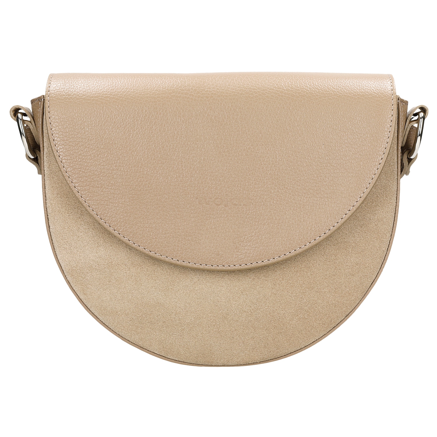 Mała beżowa torebka z połączenia skóry licowej i dwoiny welurowej