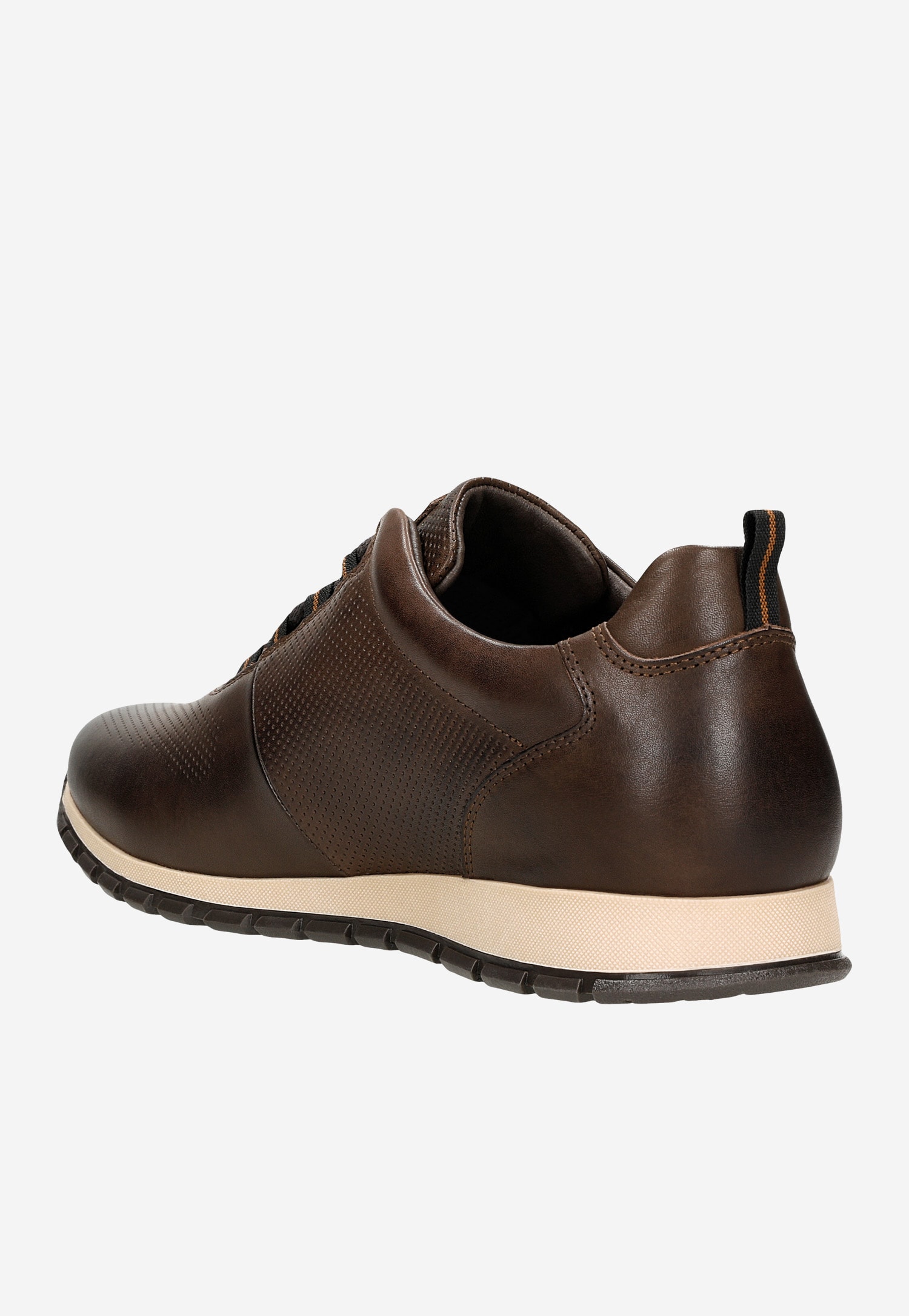 Sneakersy męskie z ciemnobrązowej skóry licowej