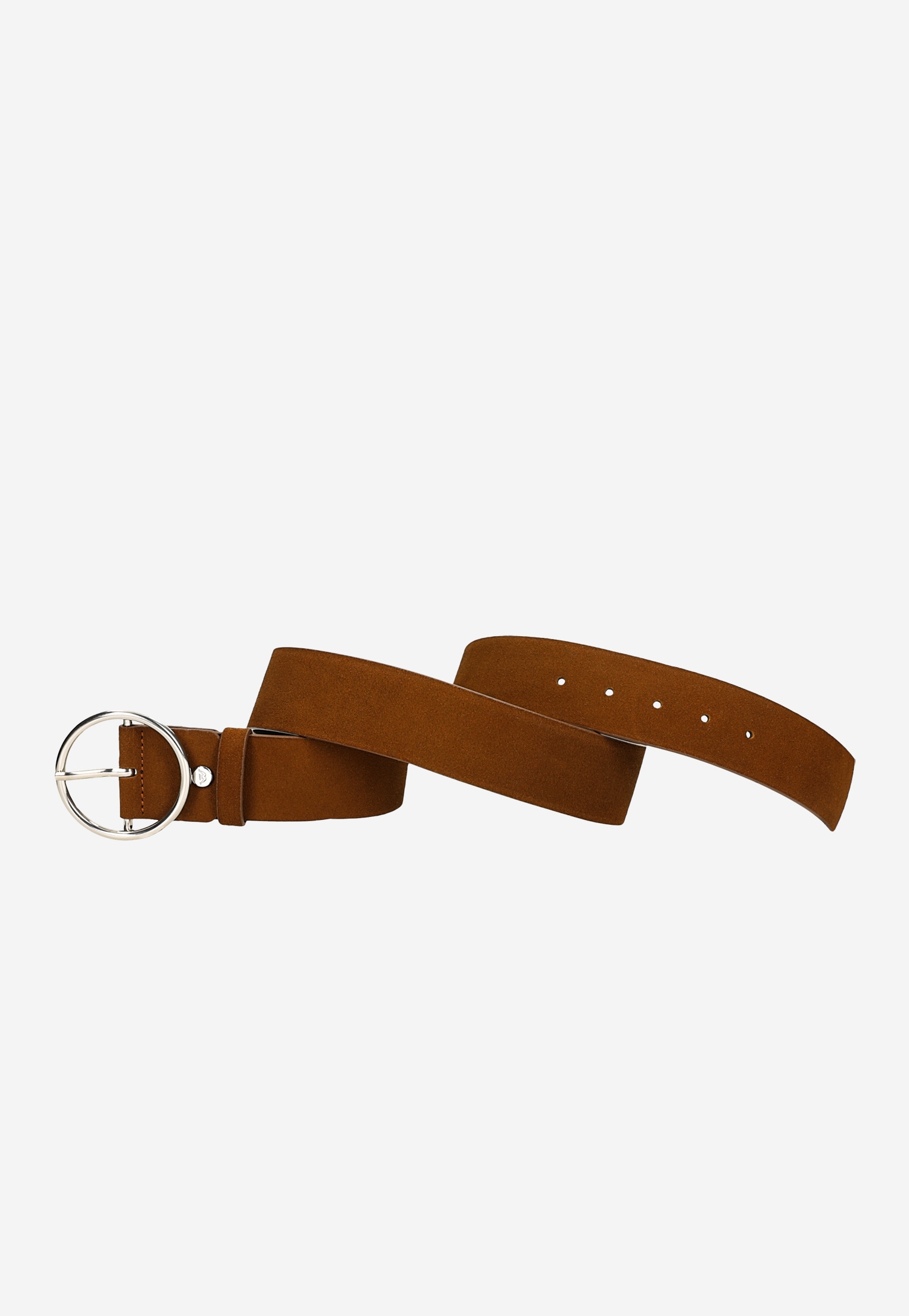 Jasnobrązowy pasek damski z okrągłą klamrą