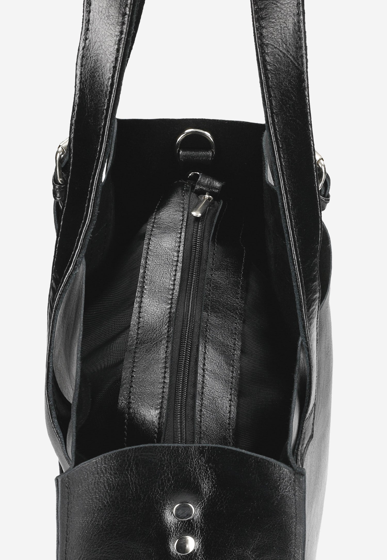 Duża skórzana torebka damska w kolorze czarnym