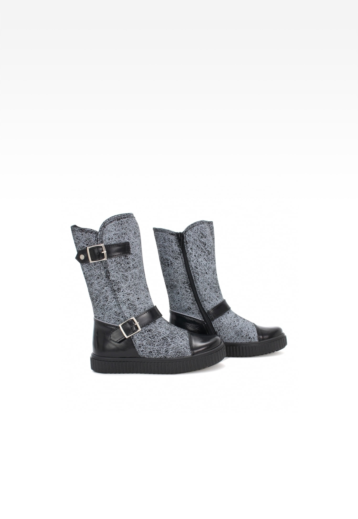 Kozaki ocieplane BARTEK W-64413W/87K, dla dziewcząt, czarno-szary