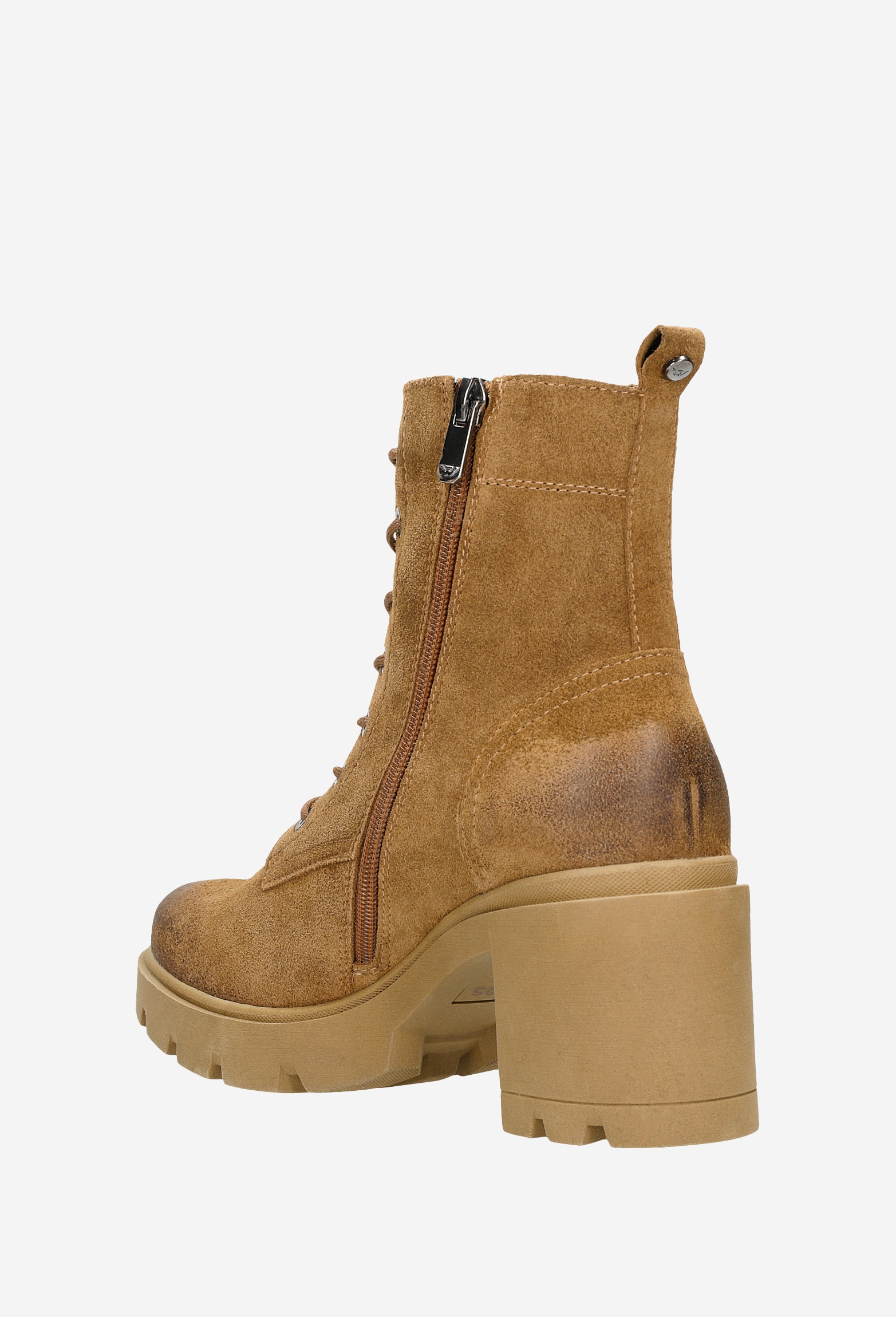 Czarne ocieplane trzewiki damskie na słupku