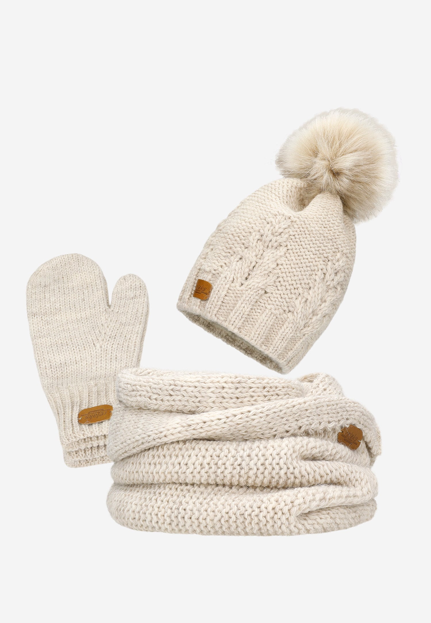 RELAKS zimowy zestaw - czapka + komin + rękawiczki w kolorze czarnym