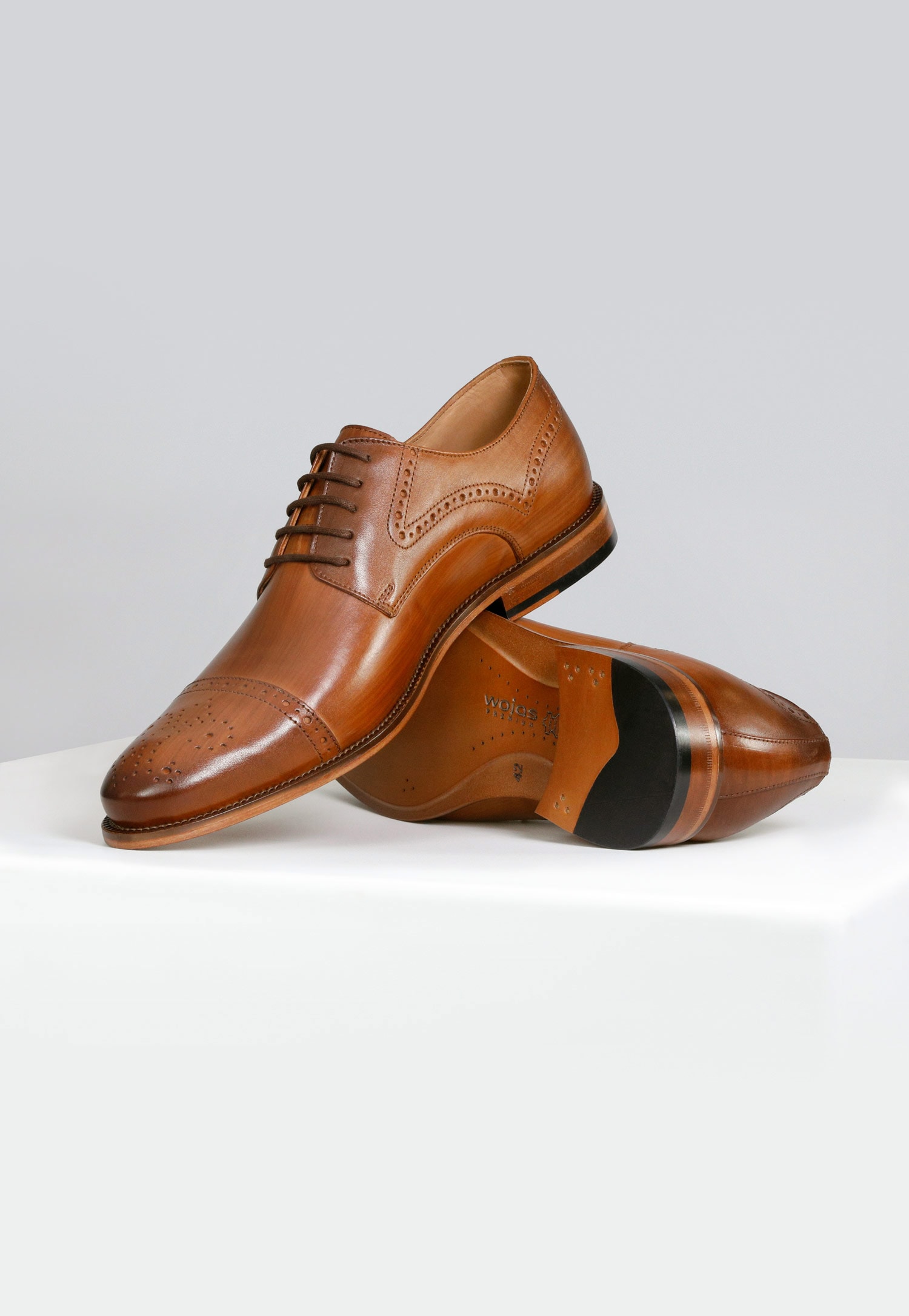 Jasnobrązowe wizytowe półbuty męskie | PREMIUM