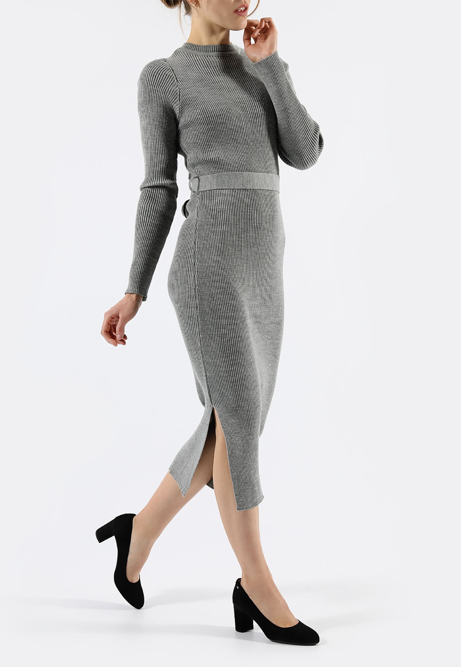 Czarne czółenka ze skóry welurowej