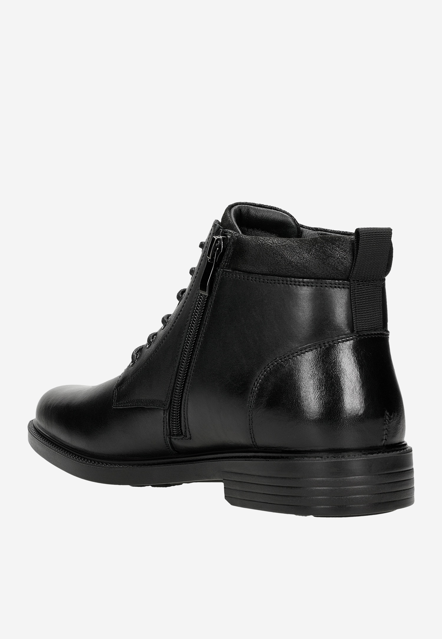 Czarne trzewiki męskie ze skóry licowej i dwoiny welurowej