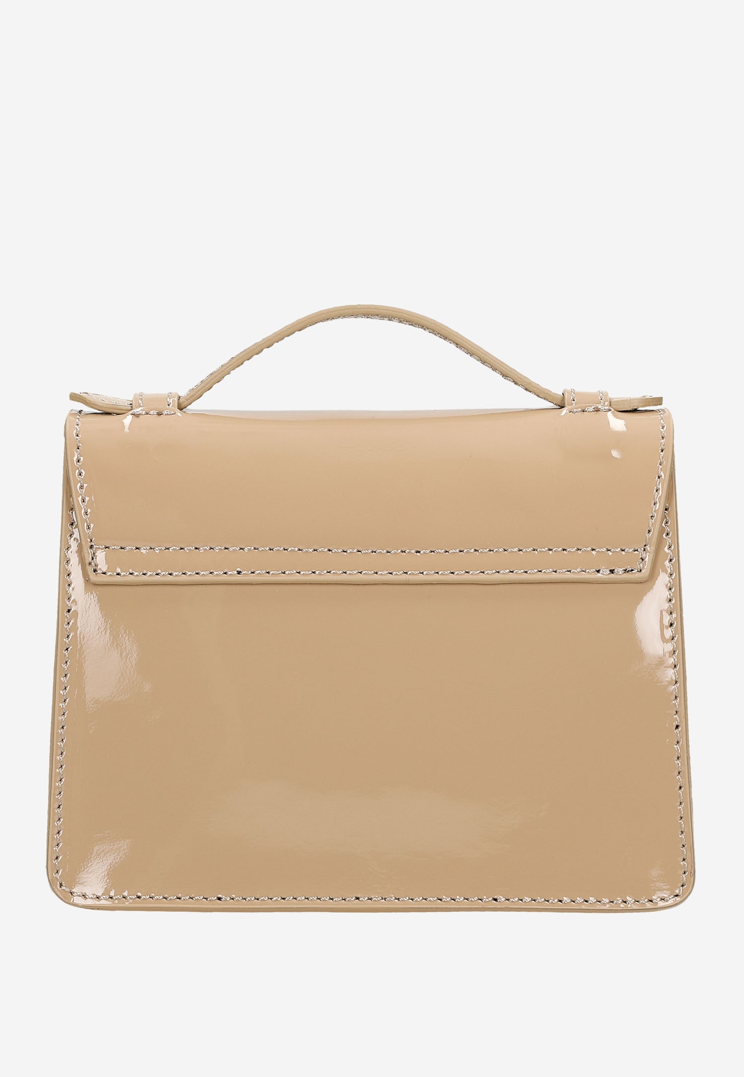 Beżowa lakierowana wizytowa torebka damska