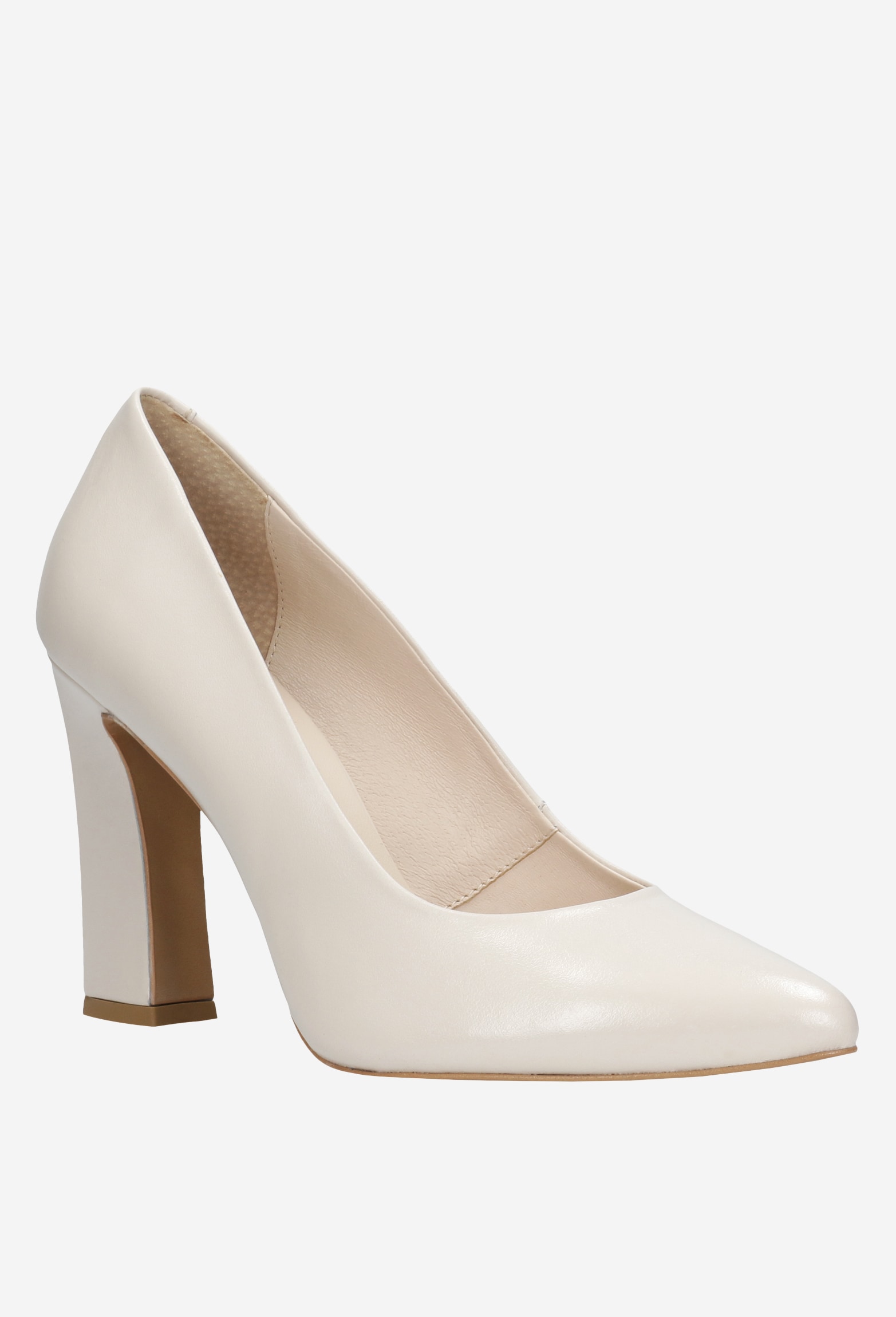 Eleganckie beżowe czółenka na słupku