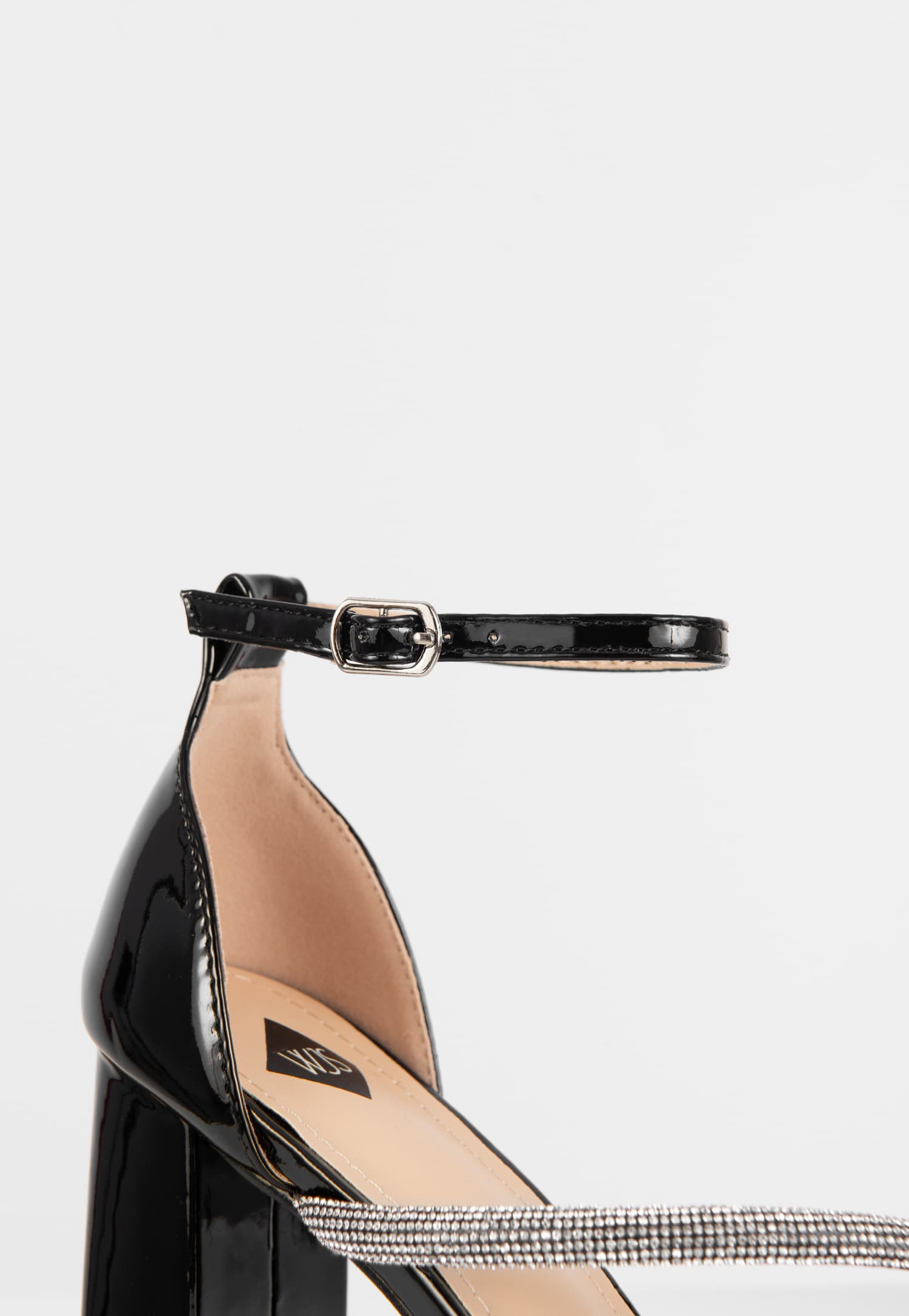 WJS złote sandały damskie z kryształkami na słupku