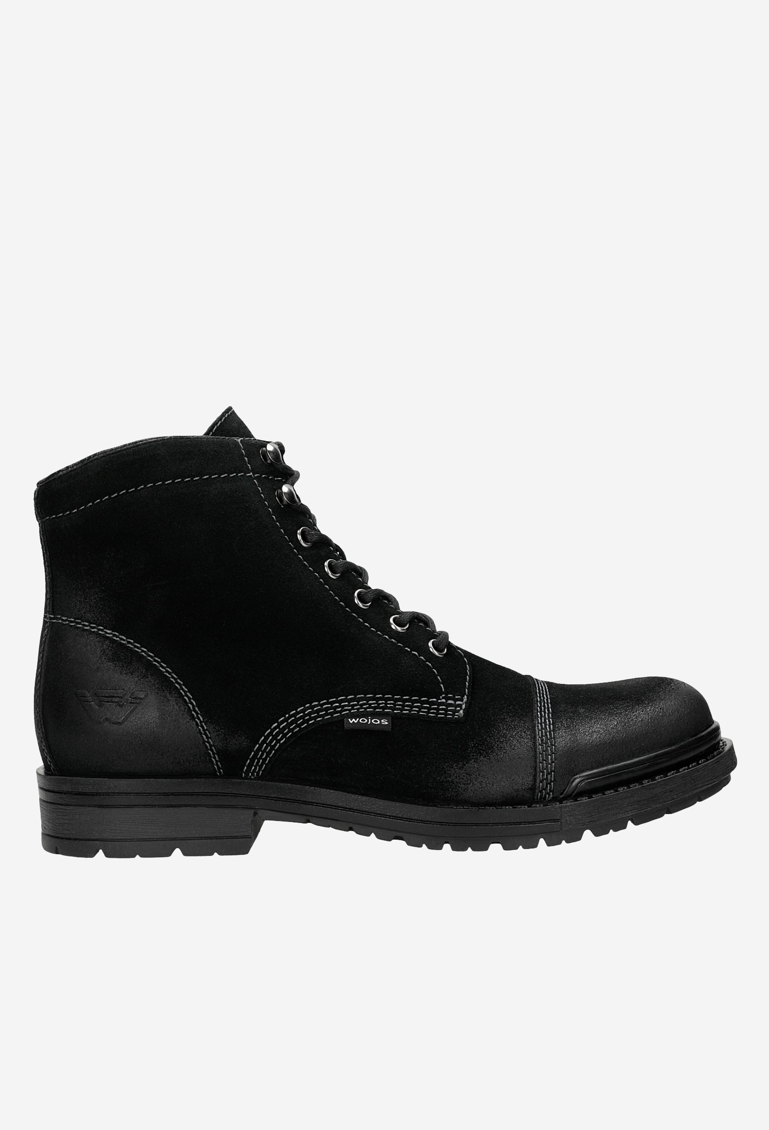 Czarne sznurowane bikery męskie z dwoiny welurowej