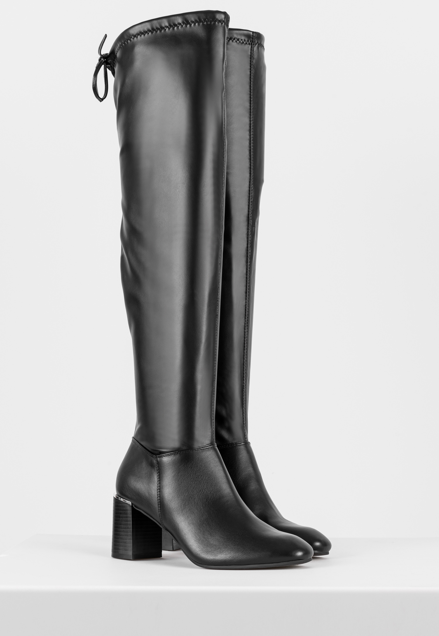 WJS czarne wysokie kozaki damskie na obcasie