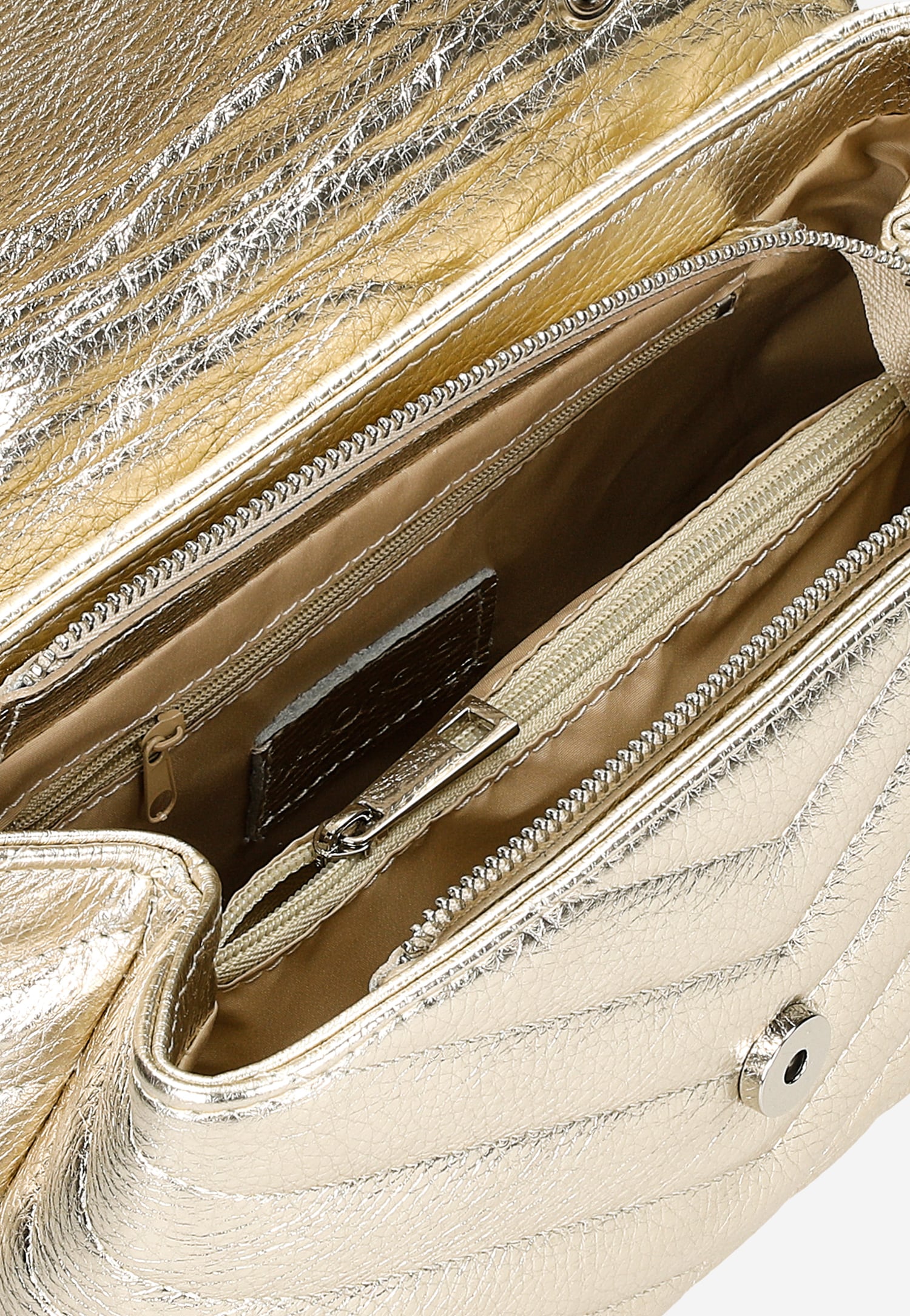 Złota torebka damska z naturalnej skóry