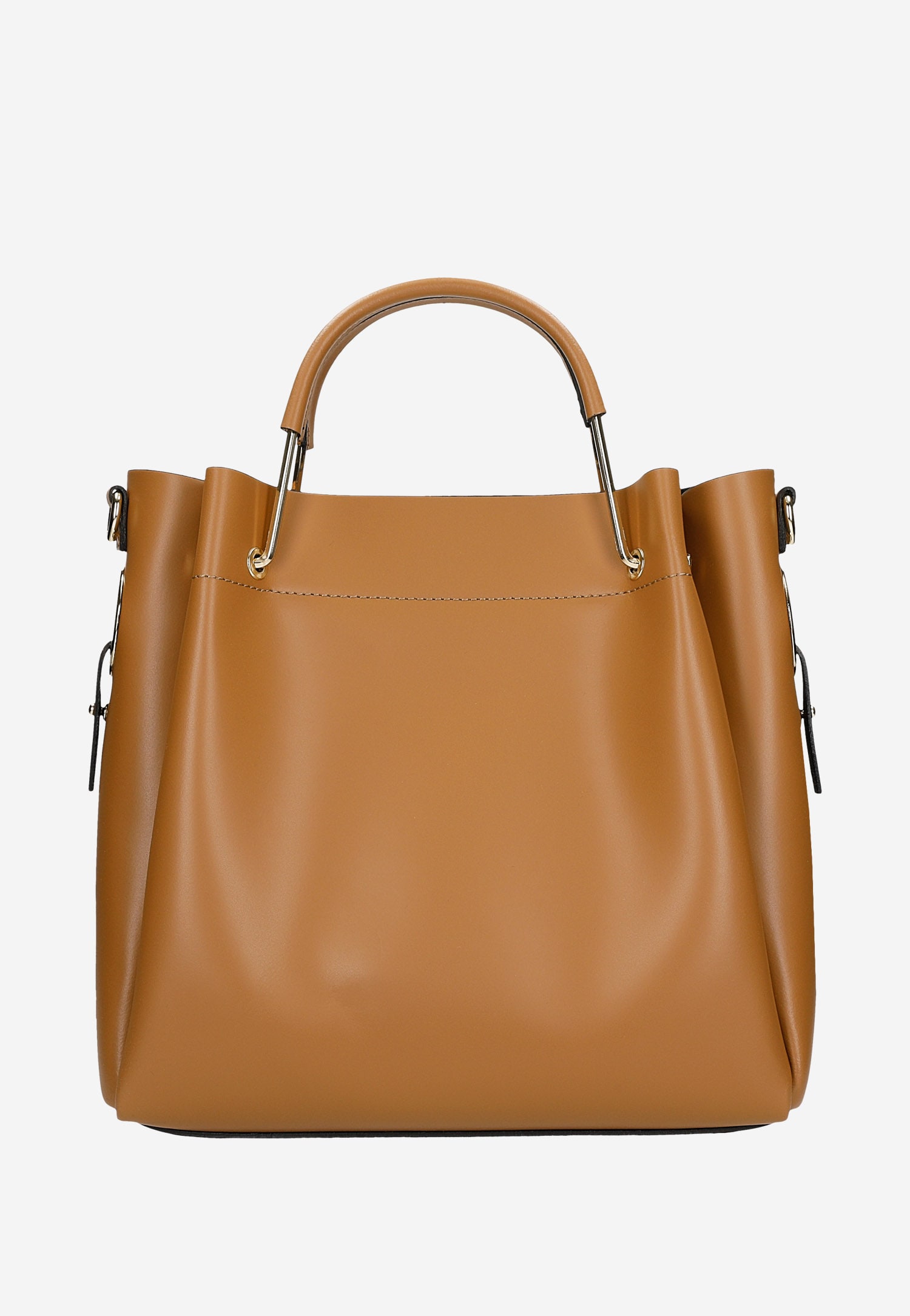 Jasnobrązowa torebka kuferek z ozdobnym frędzelkiem