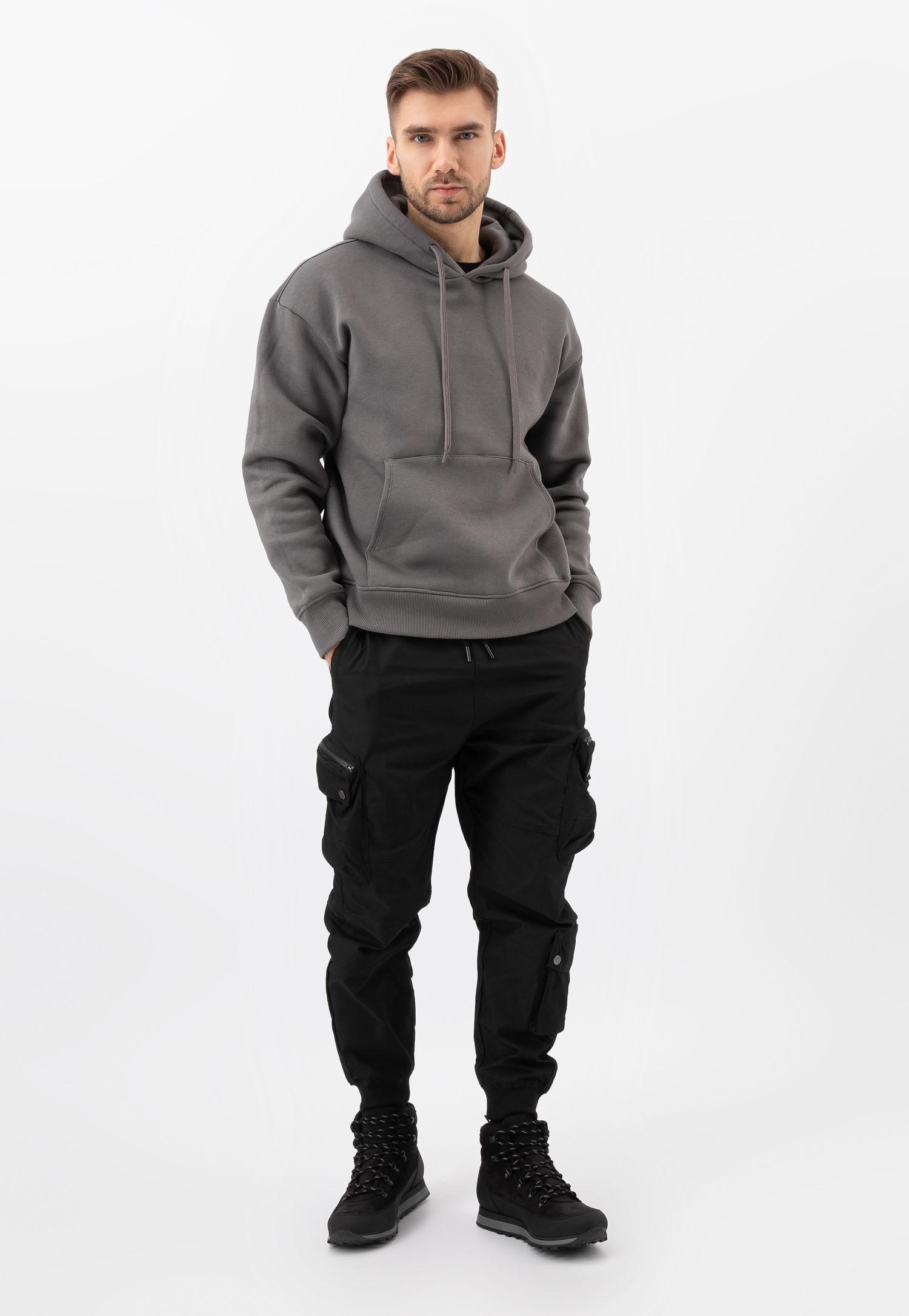 Czarne zimowe buty trekkingowe męskie