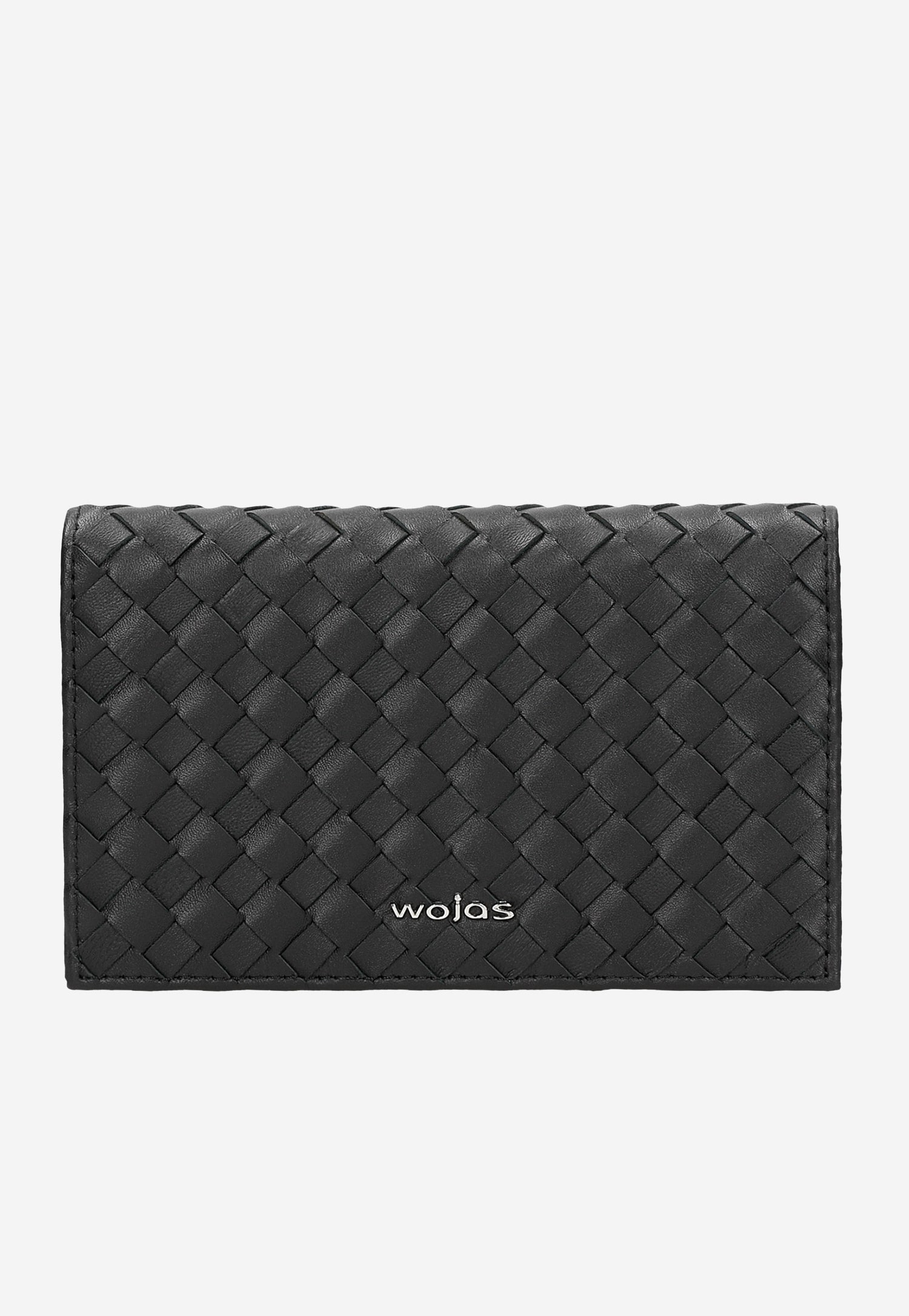 Czarny przeplatany portfel damski
