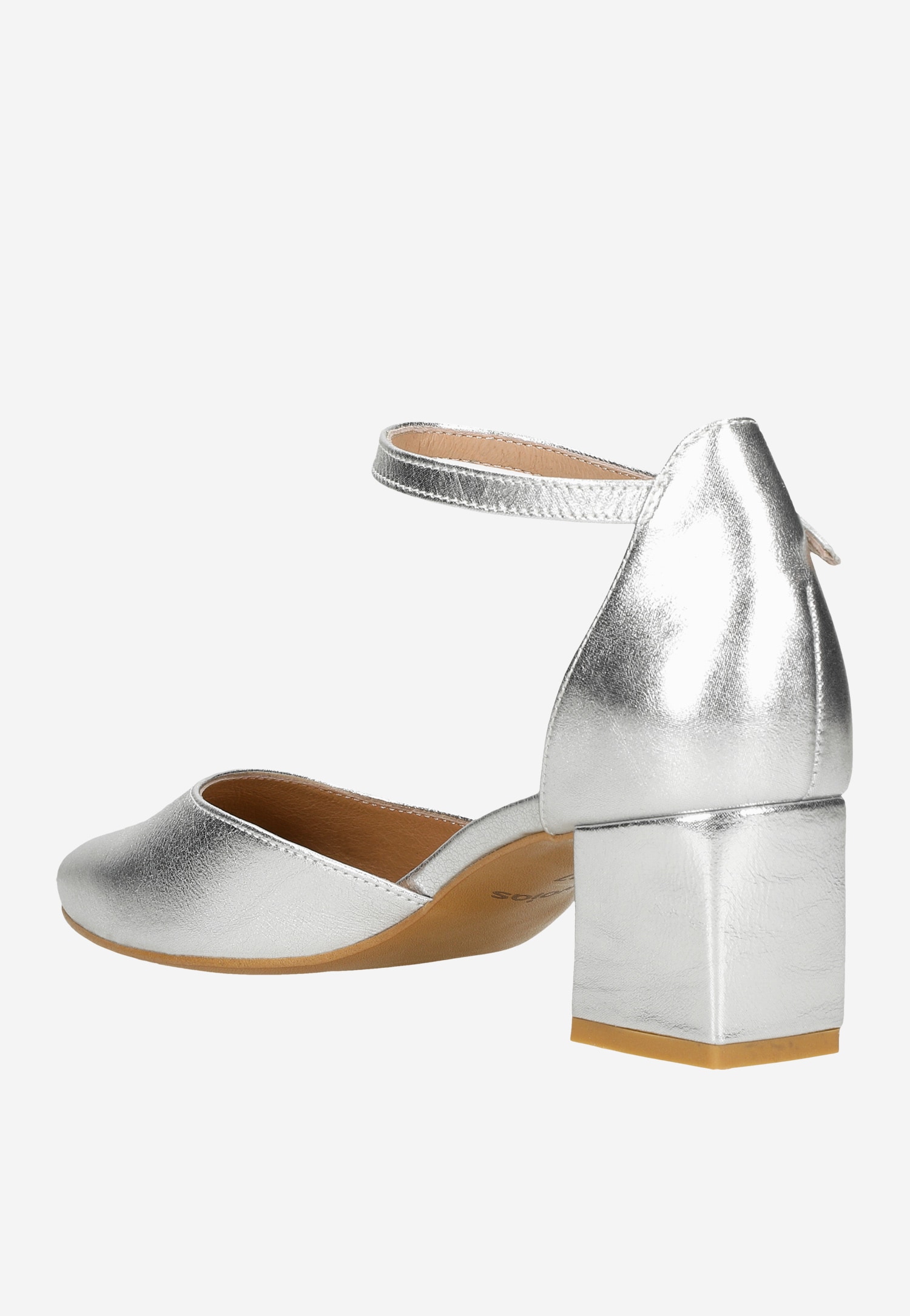 Złote czółenka damskie na niskim słupku