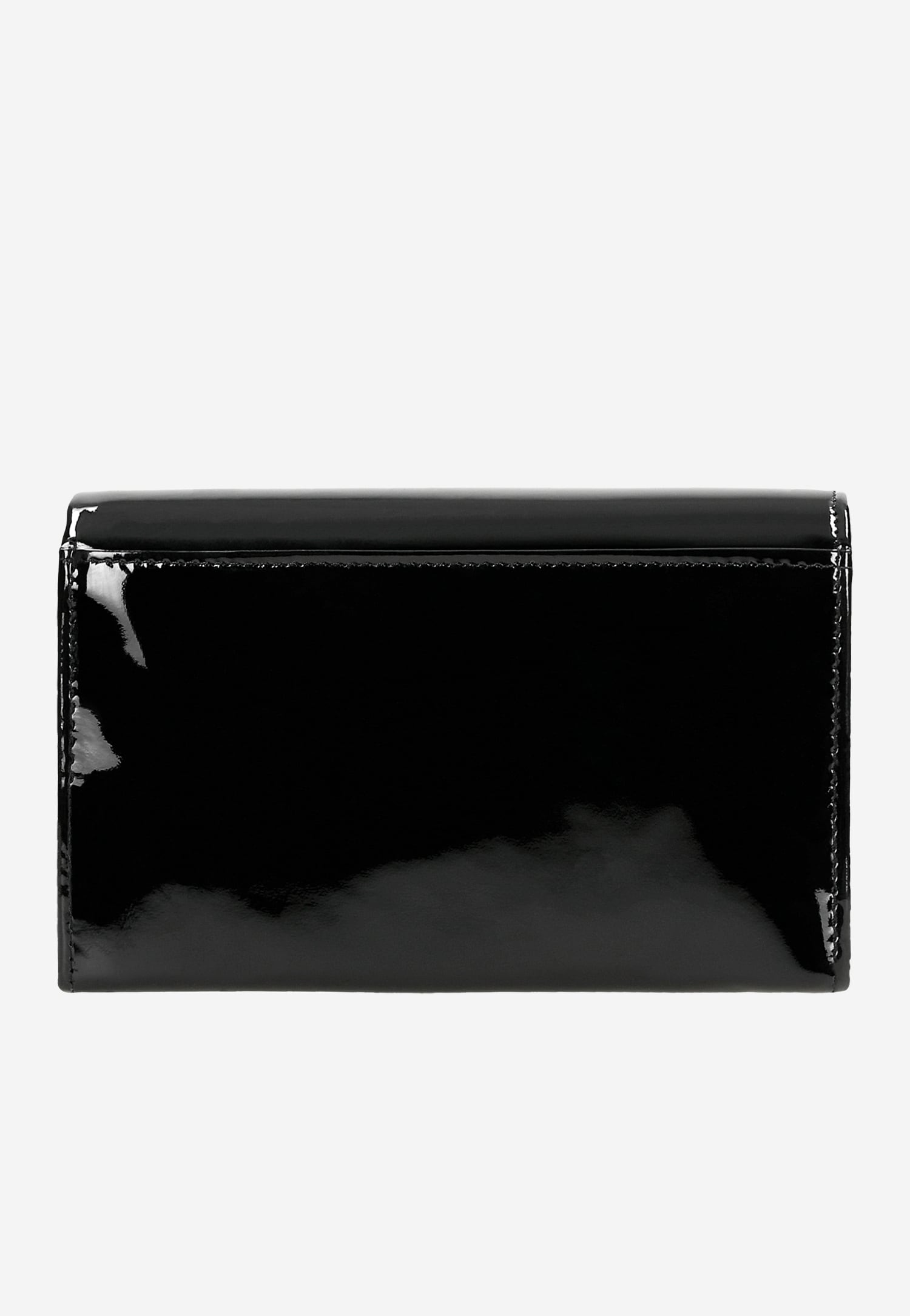 Czarny lakierowany portfel damski w średnim rozmiarze