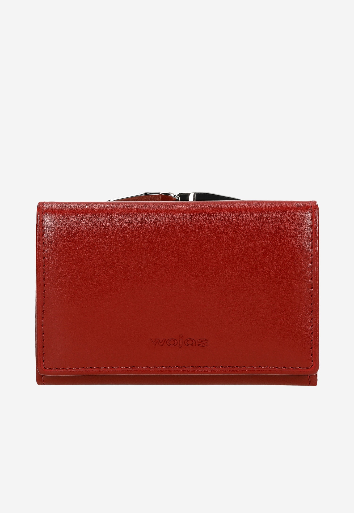 Czerwony skórzany portfel damski