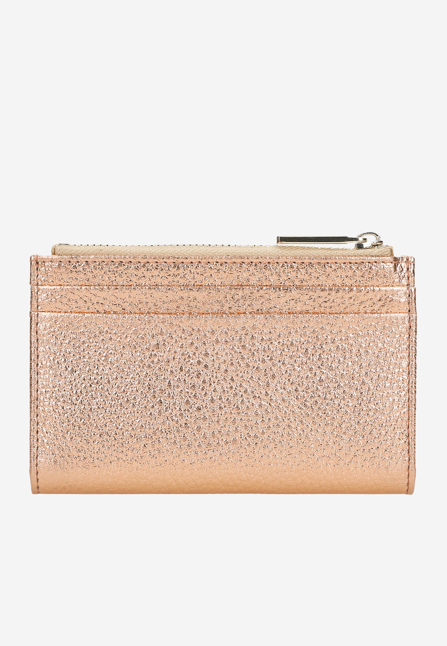Różowy metaliczny portfel damski