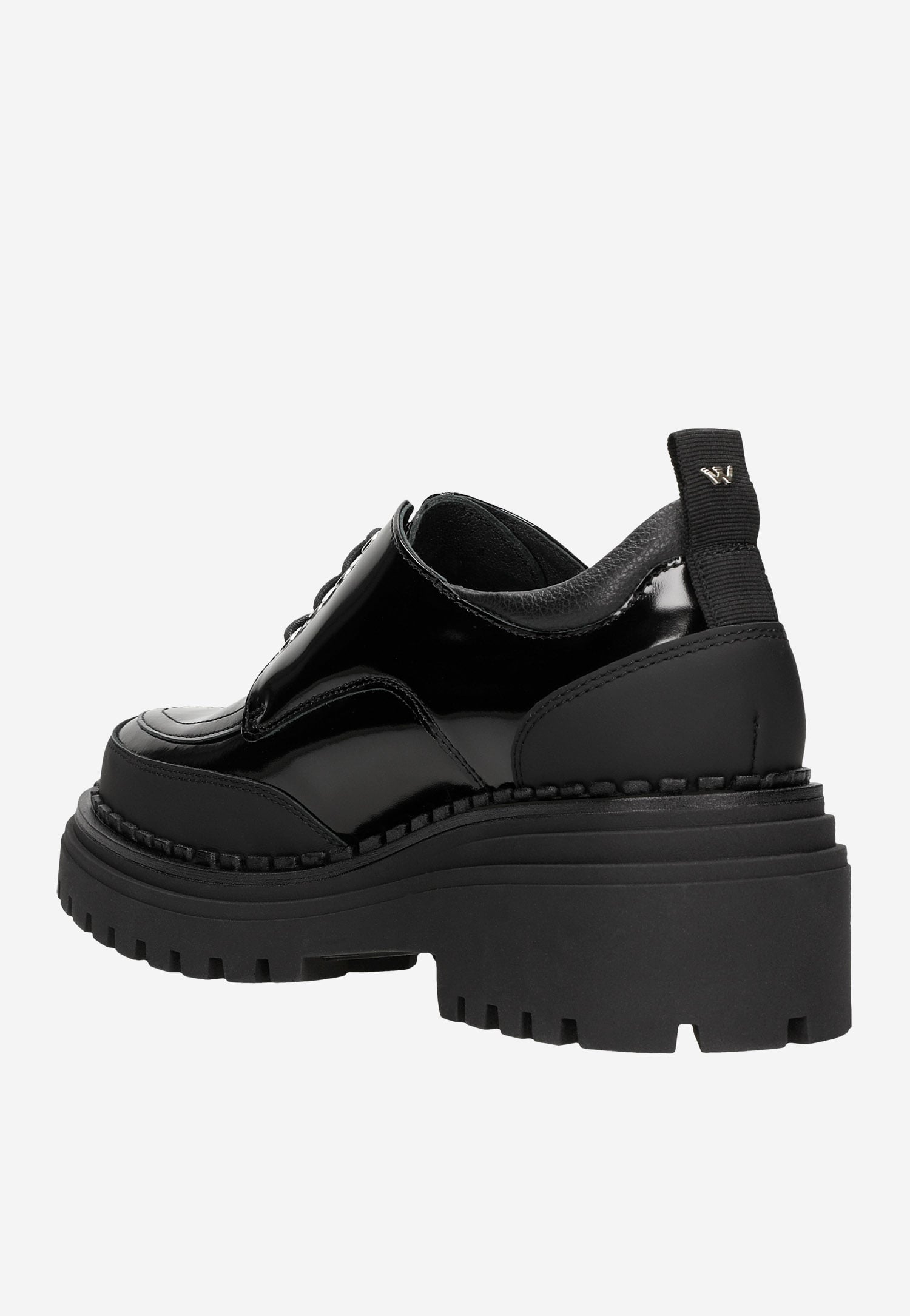 Czarne sznurowane półbuty damskie na wysokiej podeszwie