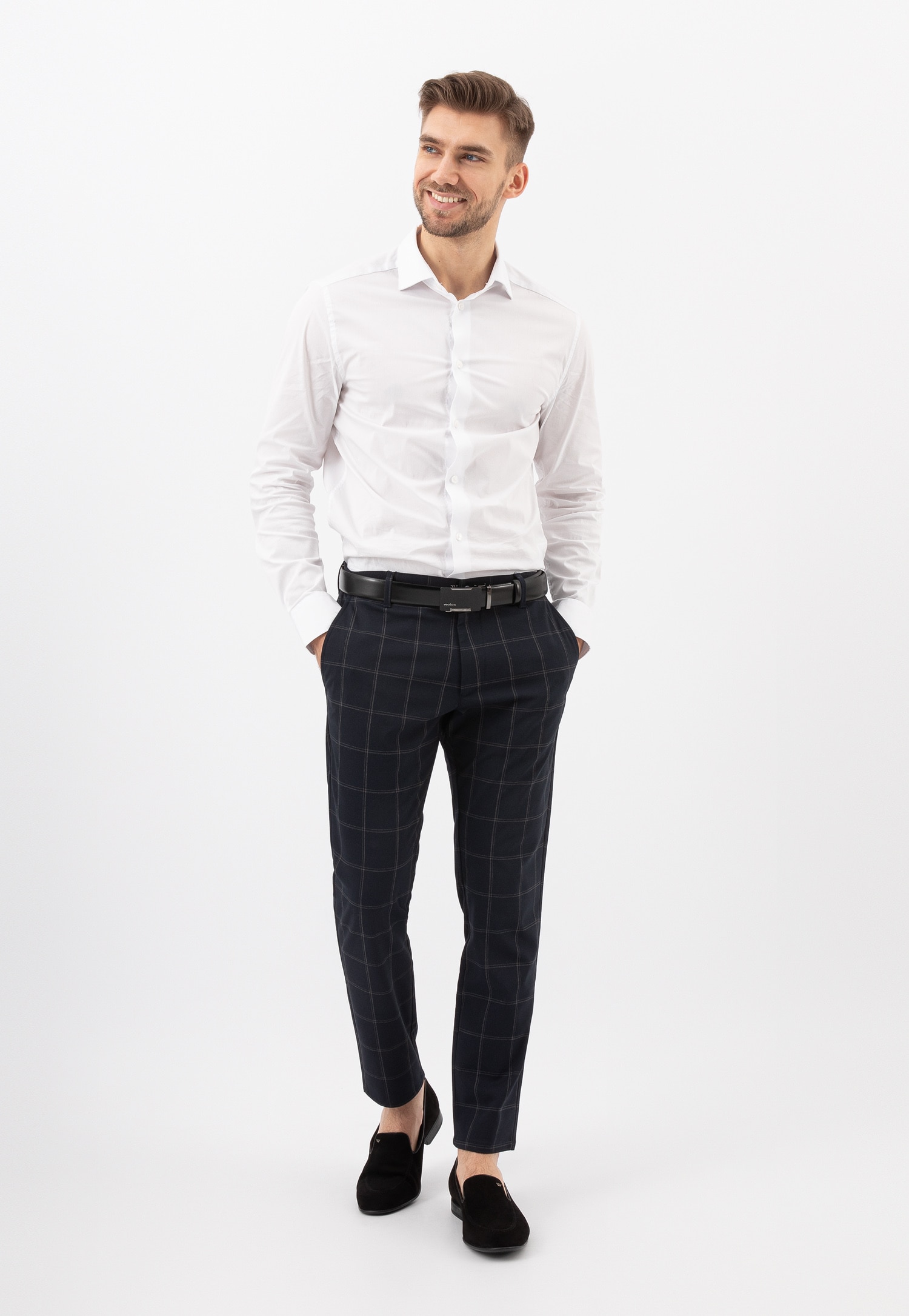 Czarne loafersy męskie z weluru