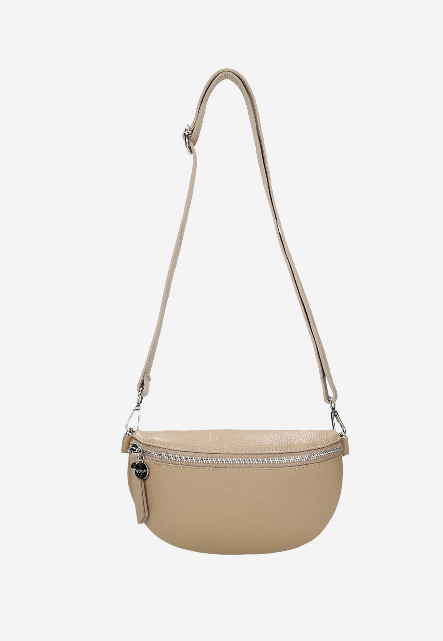 Jasnobeżowa nerka damska ze skóry licowej