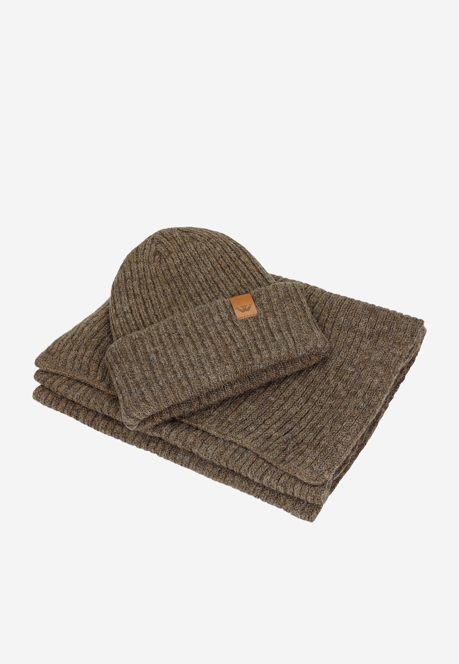 Komplet na zimę czapka + szalik w kolorze brązowym