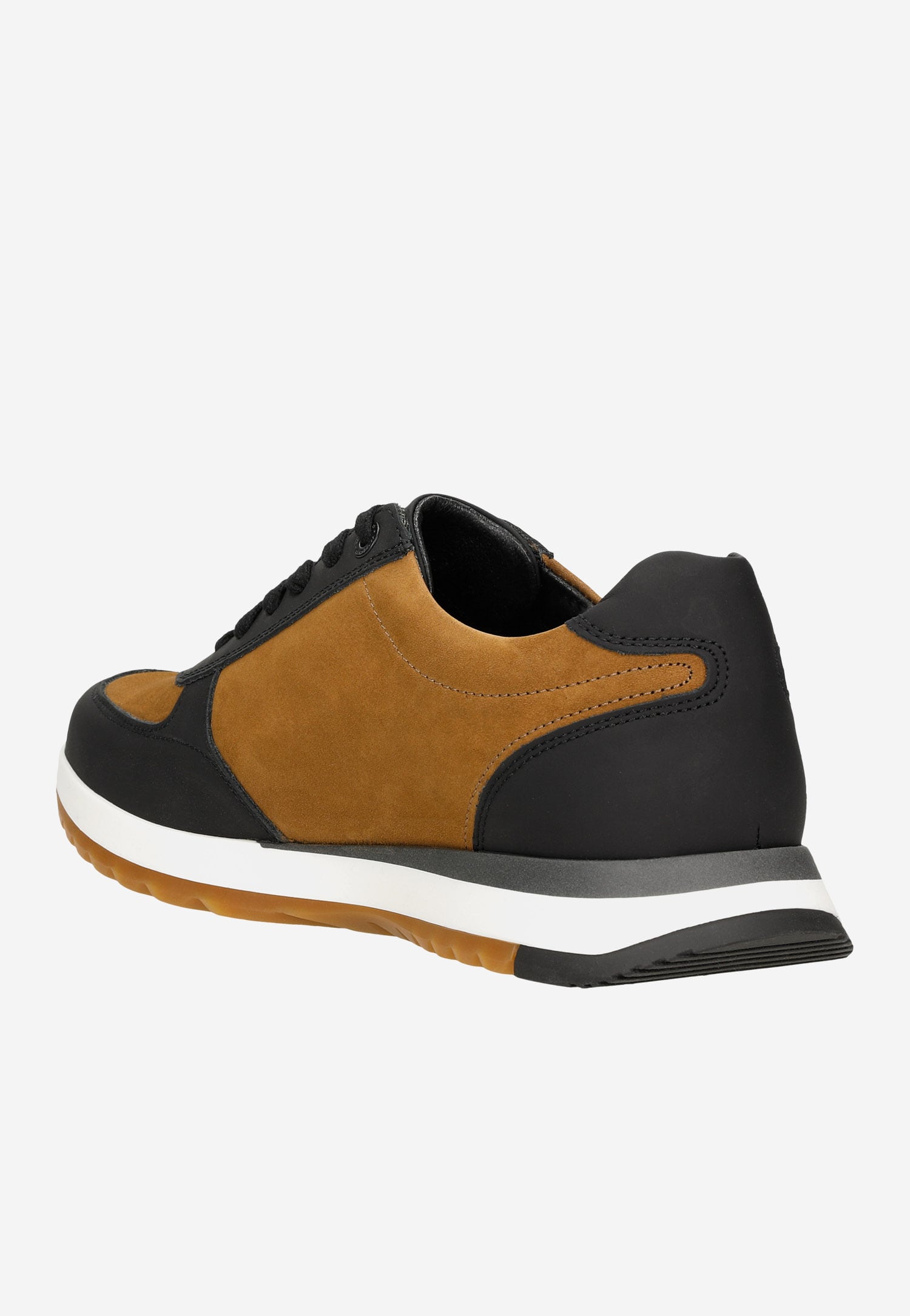 Czarne sneakersy męskie z brązowymi wstawkami