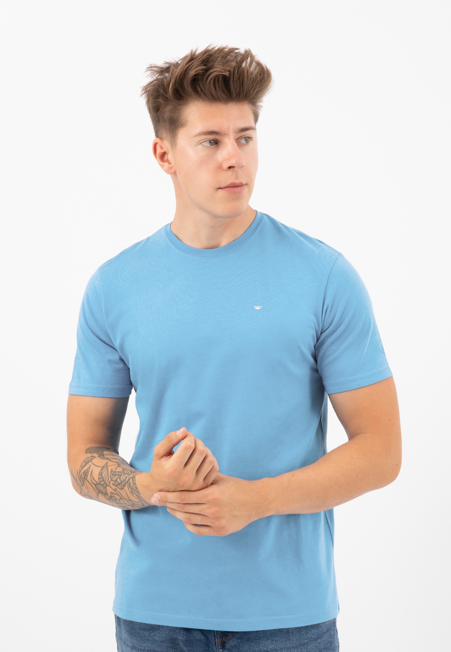 Jasnoniebieski t-shirt męski bawełniany