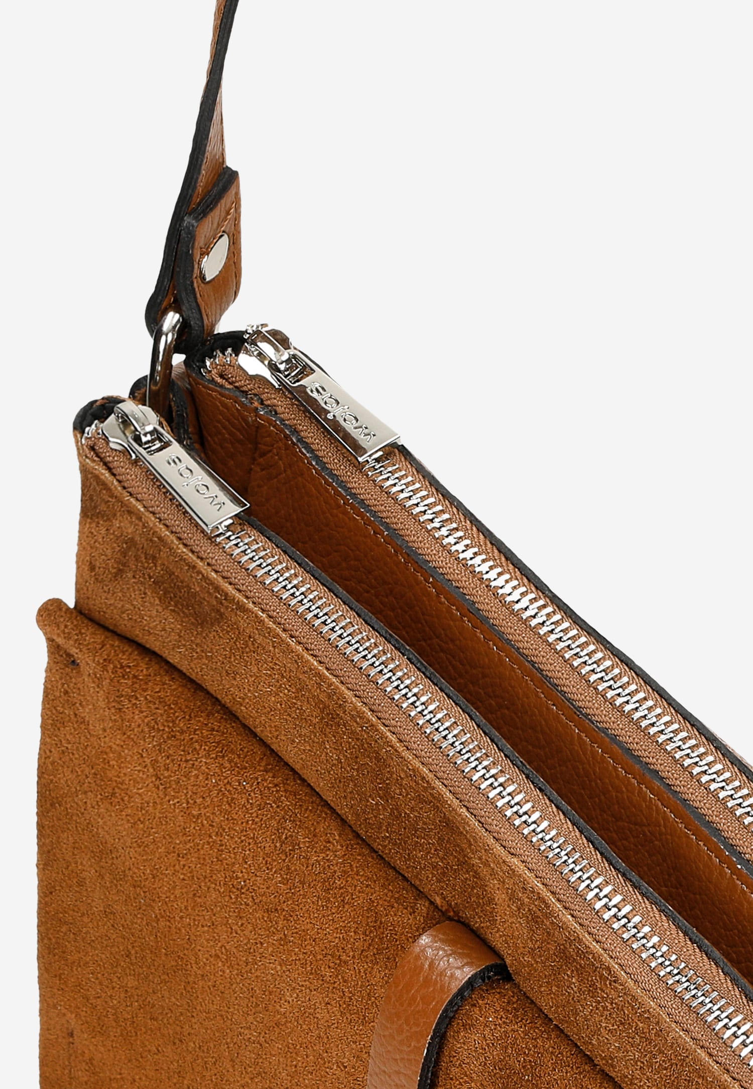 Niewielka beżowa torebka damska z łączonych skór