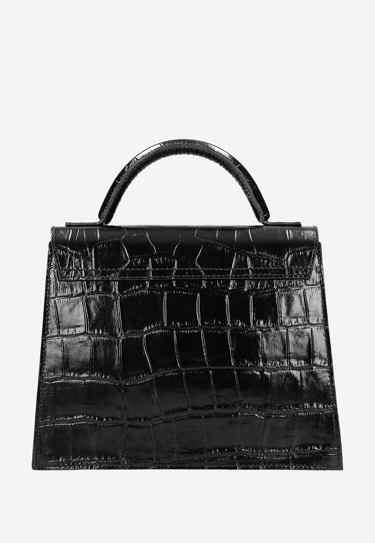 Czarny lakierowany kuferek z teksturą