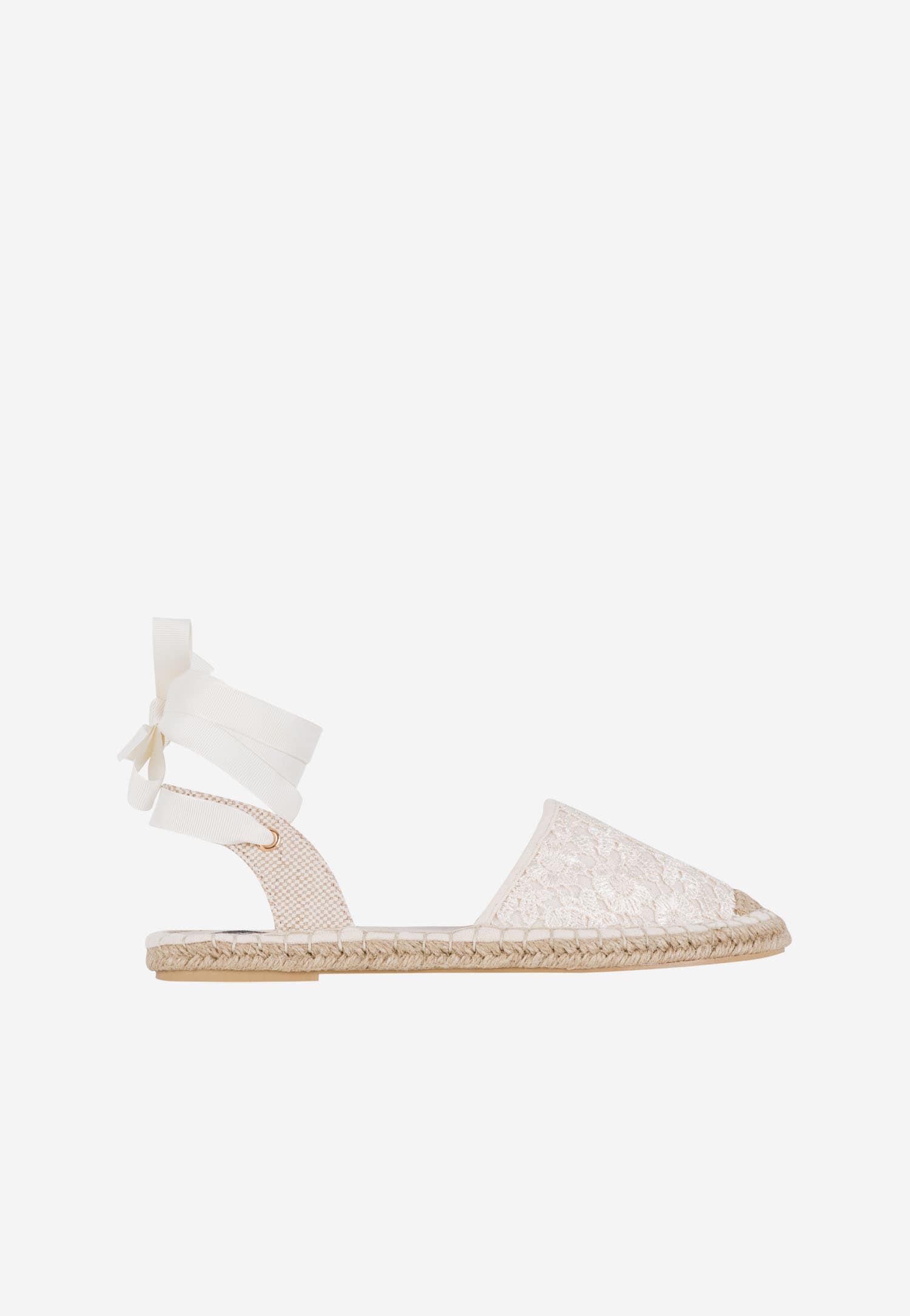 WJS beżowe espadryle damskie z wiązaniem wokół kostki