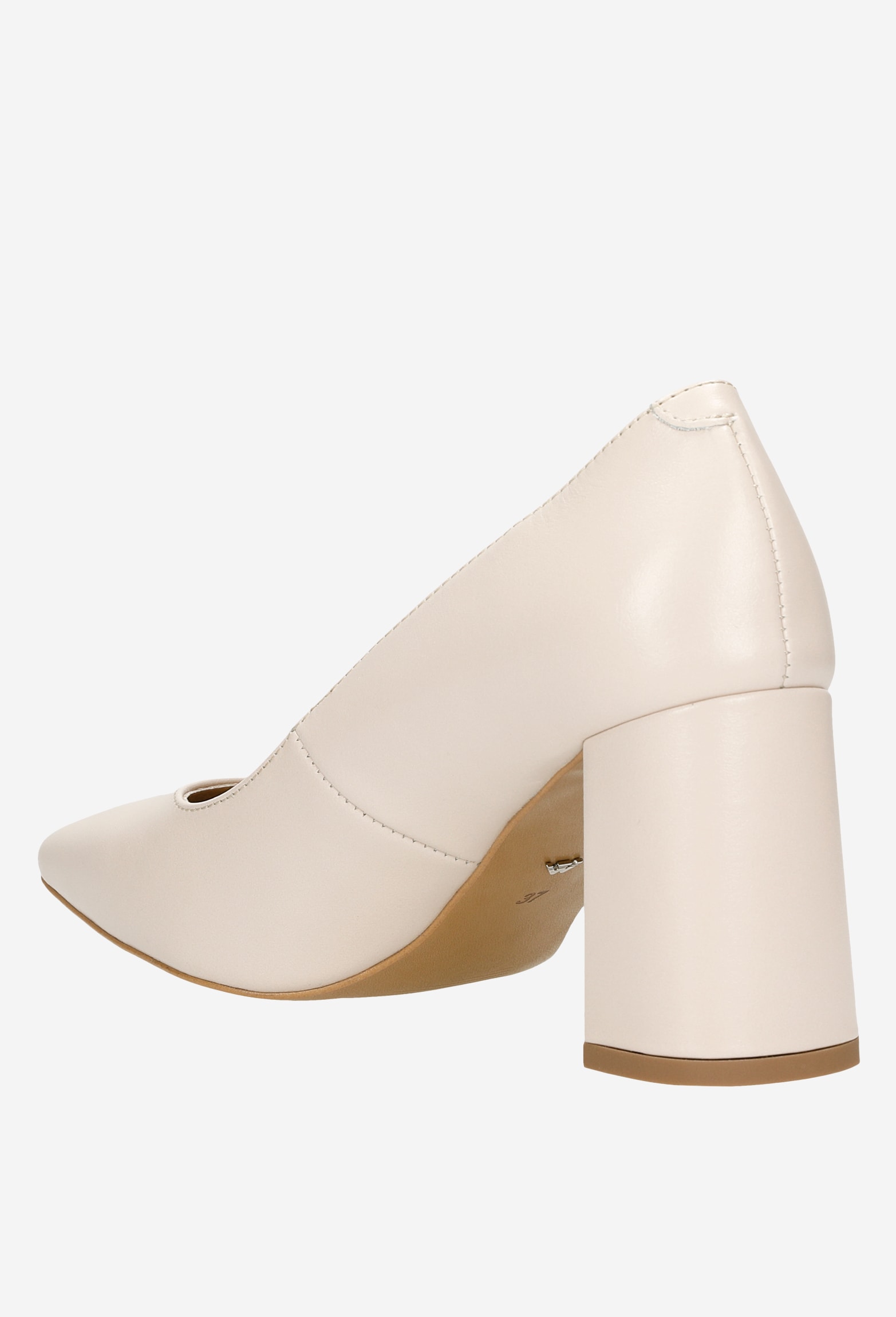 Delikatne czółenka damskie na słupku w kolorze beżowym