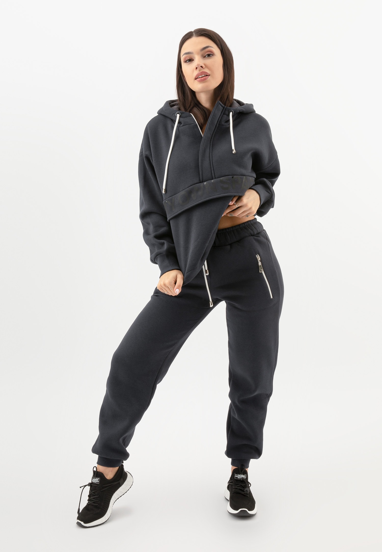 RELAKS beżowa bluza dresowa z kapturem