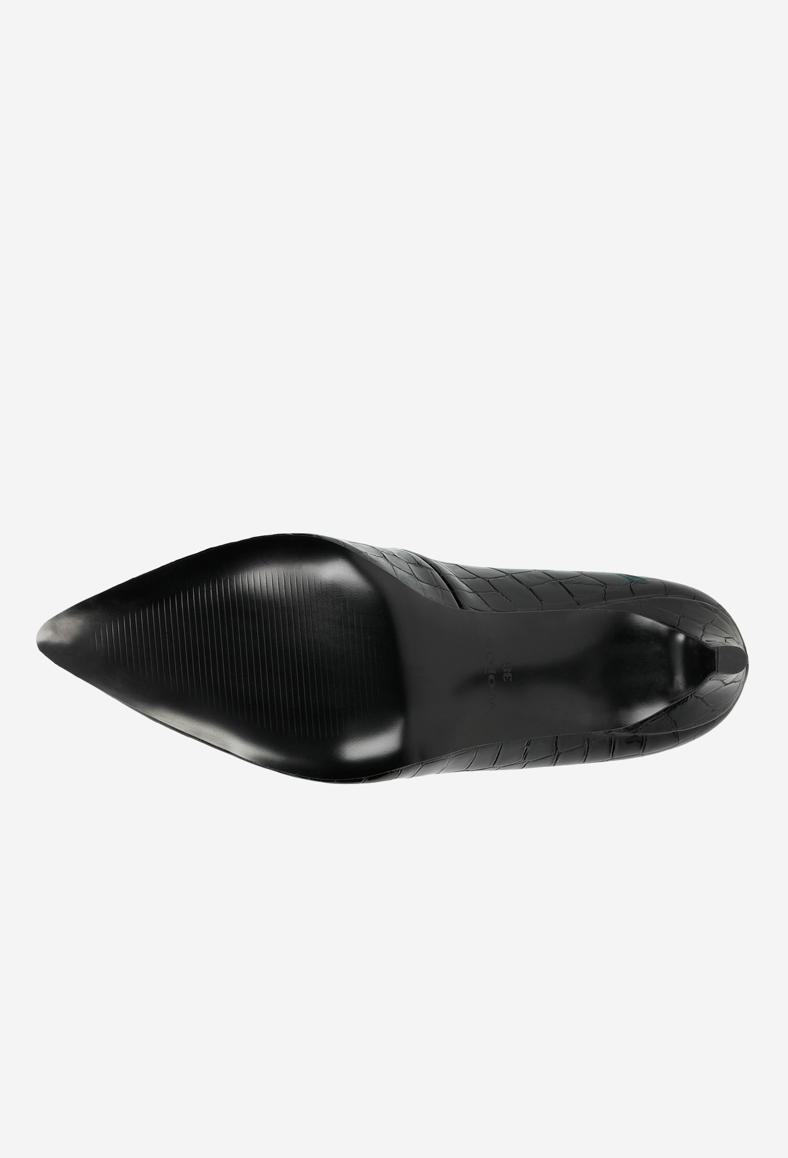 Czarne lakierowane czółenka damskie z tłoczeniem