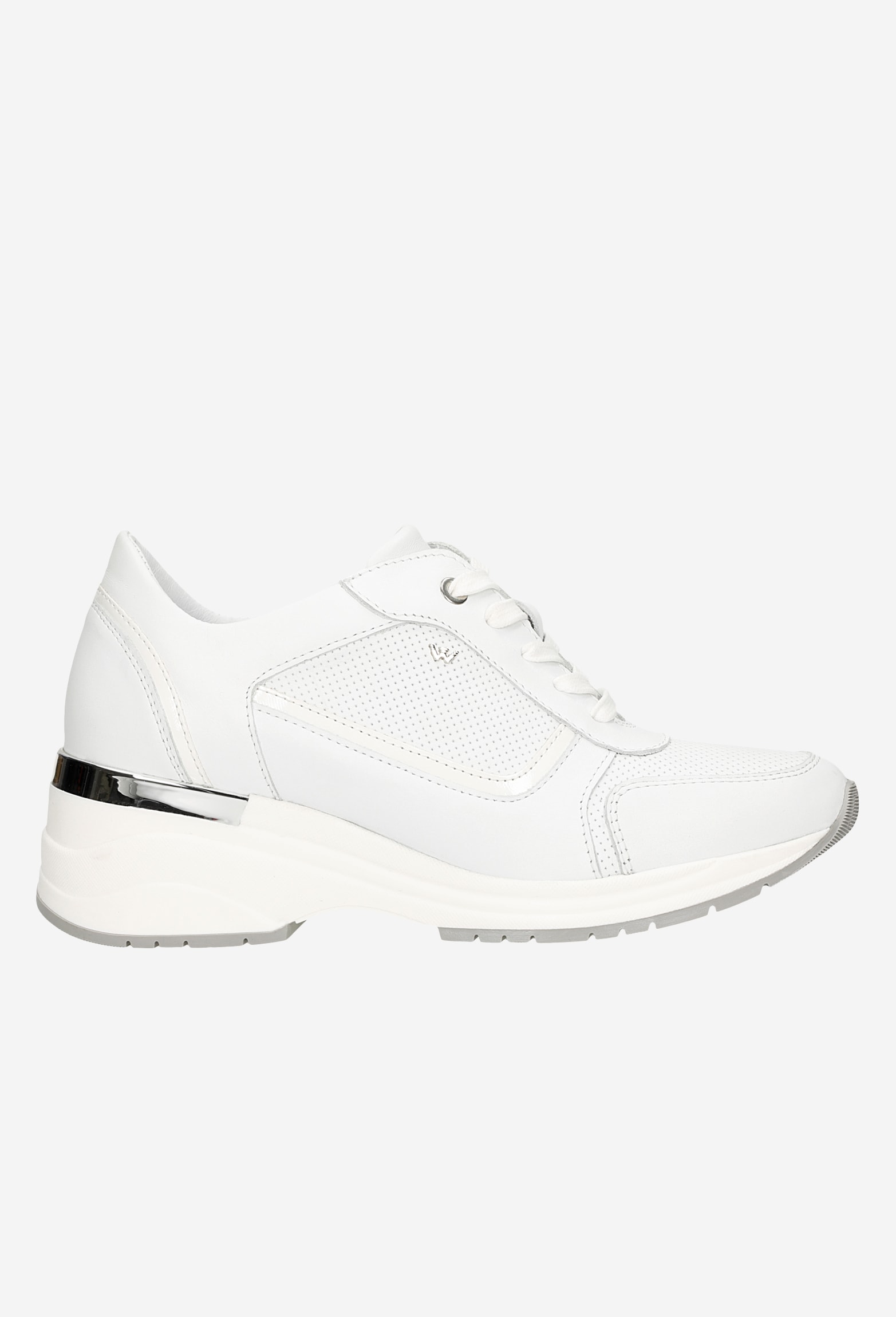 Białe sneakersy damskie na podwyższonej podeszwie