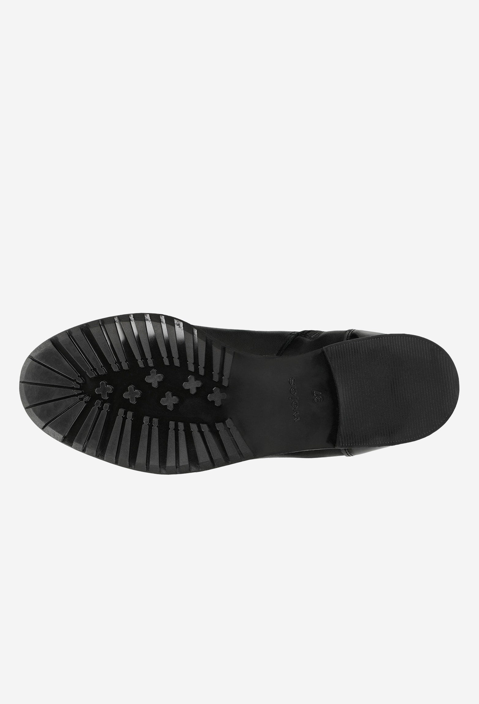 Czarne zimowe botki damskie ze skóry licowej oraz lakierowanej