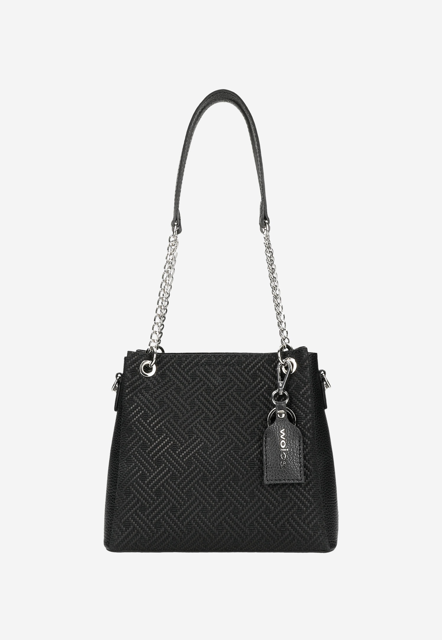 Czarna oryginalna torebka damska z breloczkiem