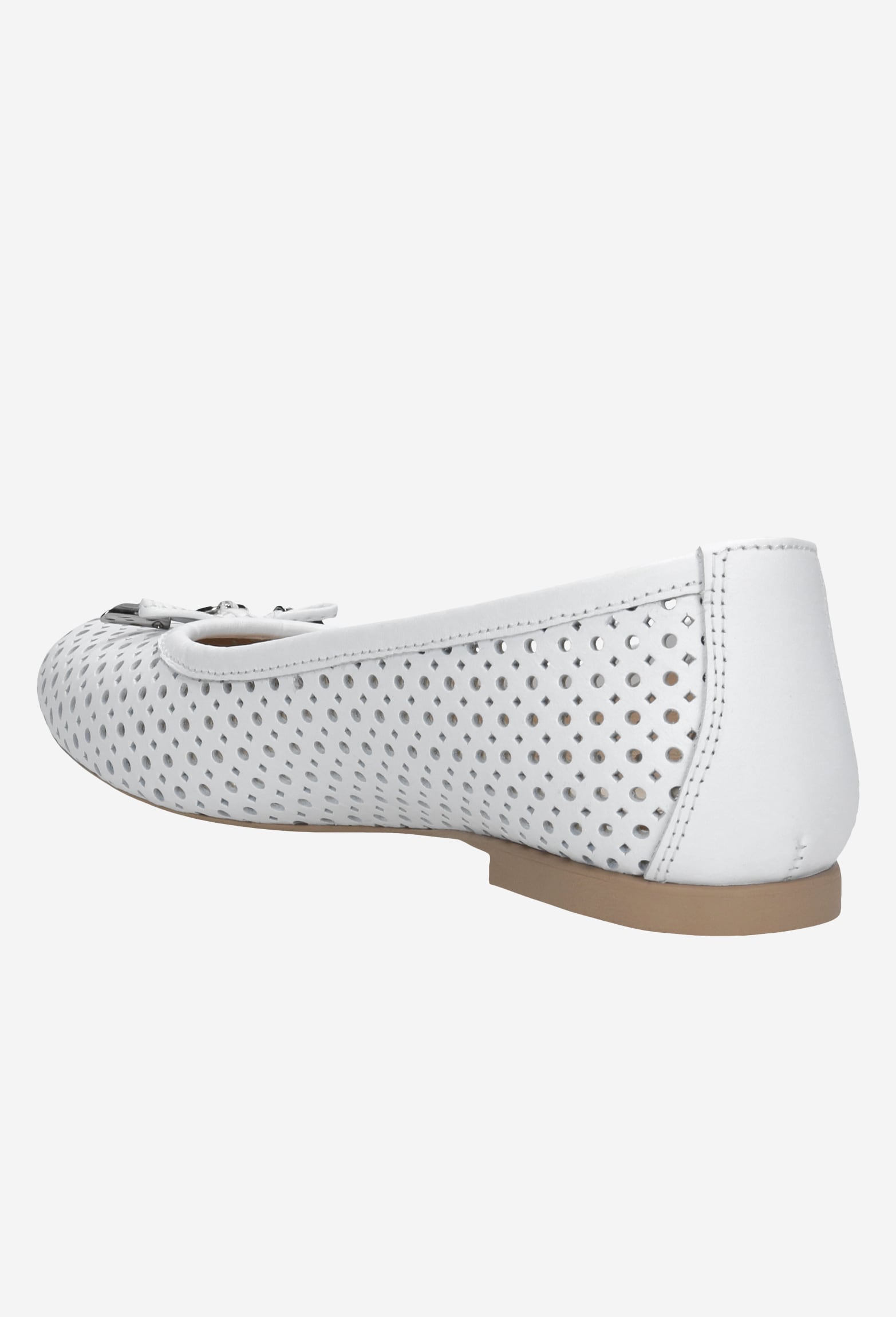 Białe wygodne baleriny damskie ze skóry licowej