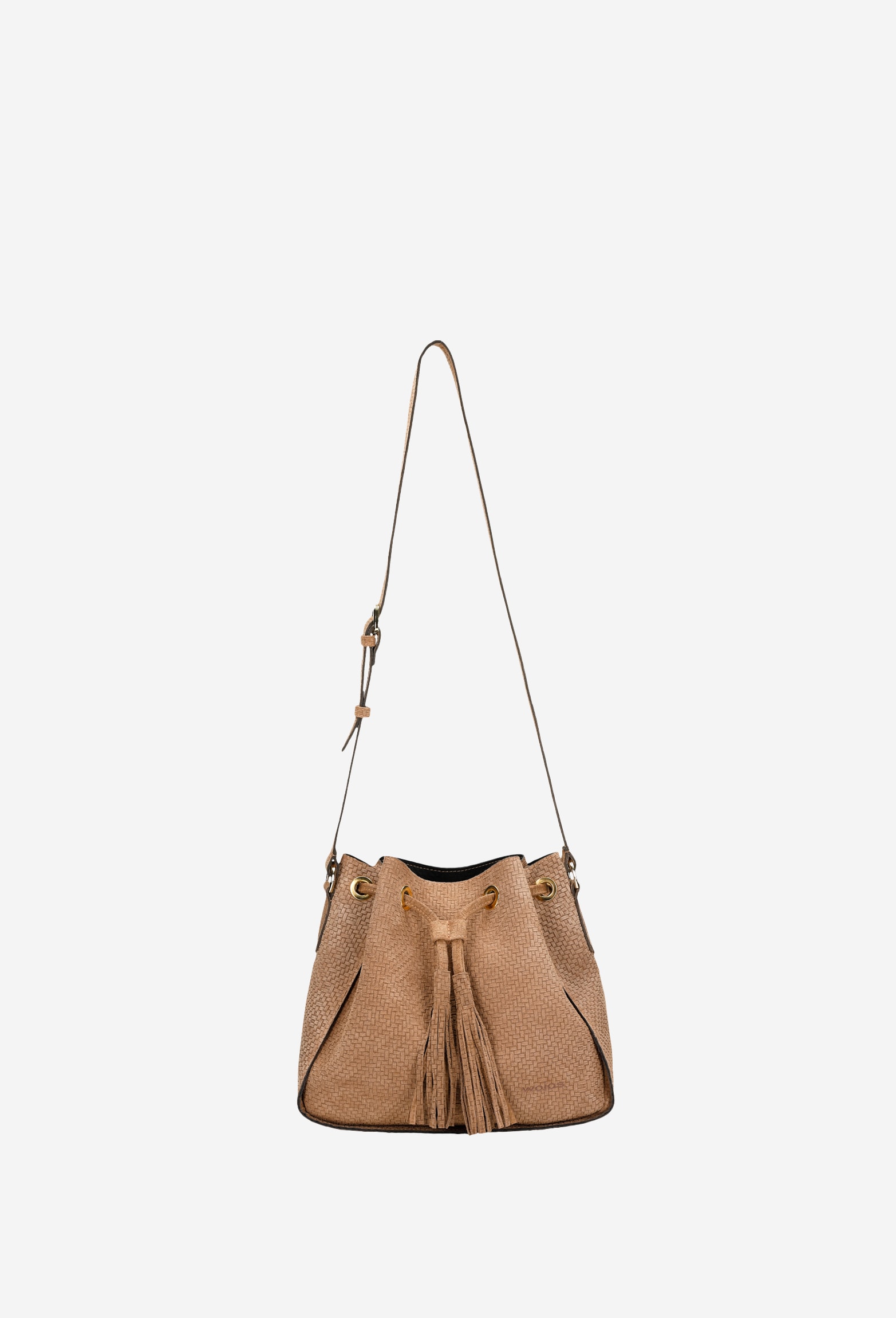 Czarna pleciona torebka damska z dwoiny welurowej w oryginalne wzory