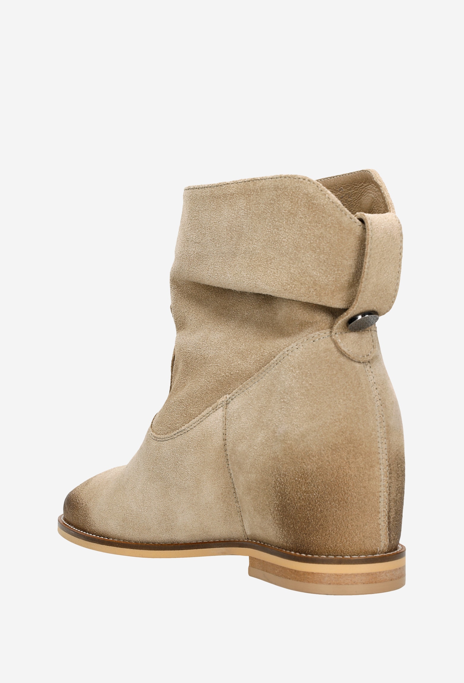 Beżowe botki damskie z ukrytą koturną