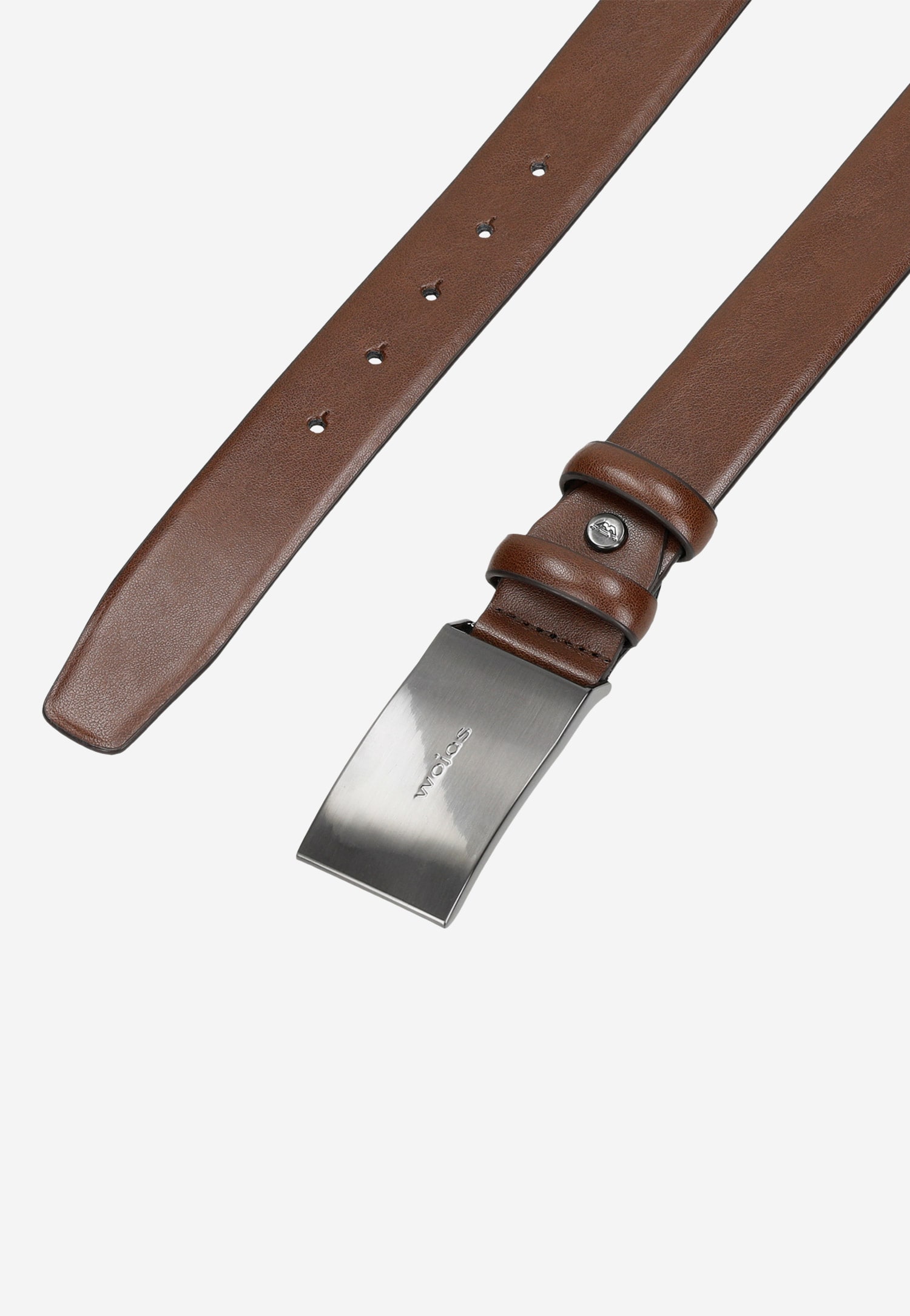 Brązowy elegancki skórzany pasek z pełną klamrą