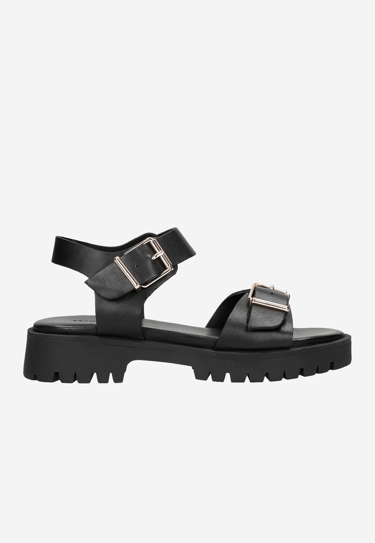 Czarne sandały damskie ze skóry licowej