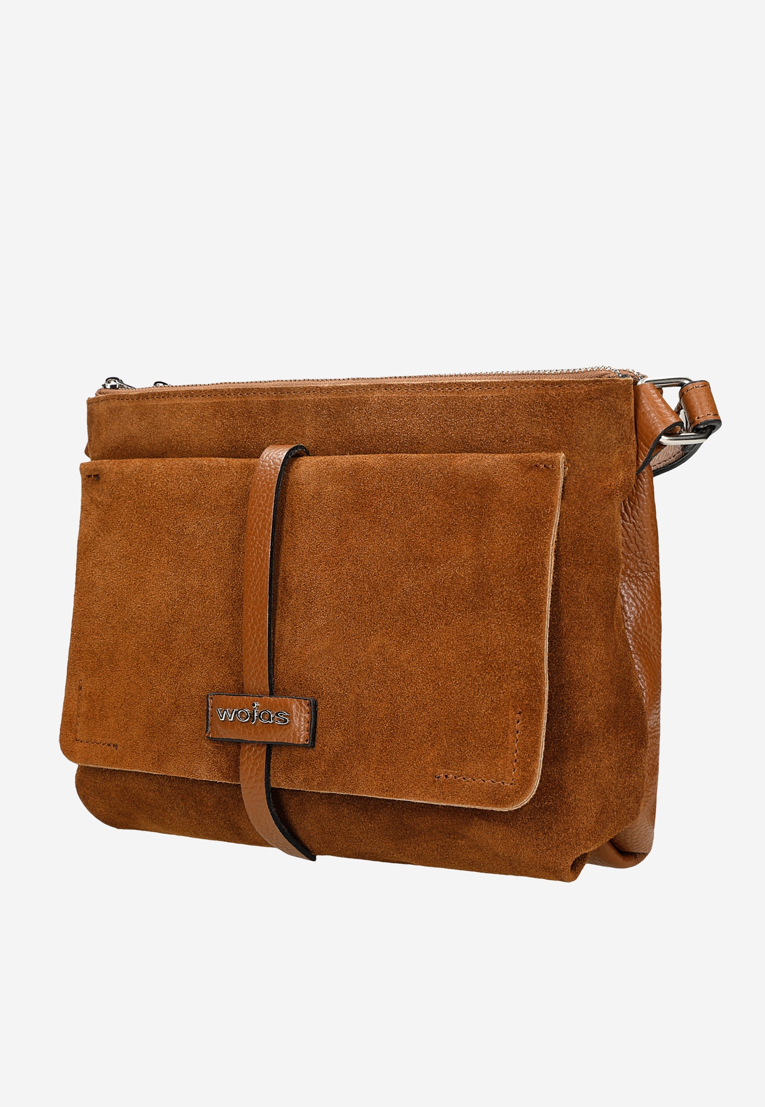 Niewielka beżowa torebka damska z łączonych skór