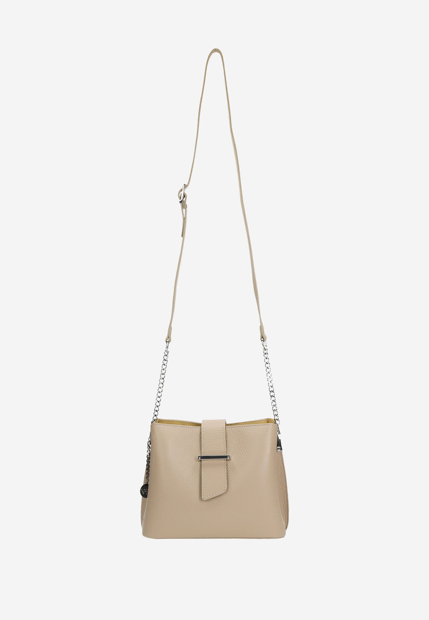 Beżowy kuferek damski ze skóry licowej