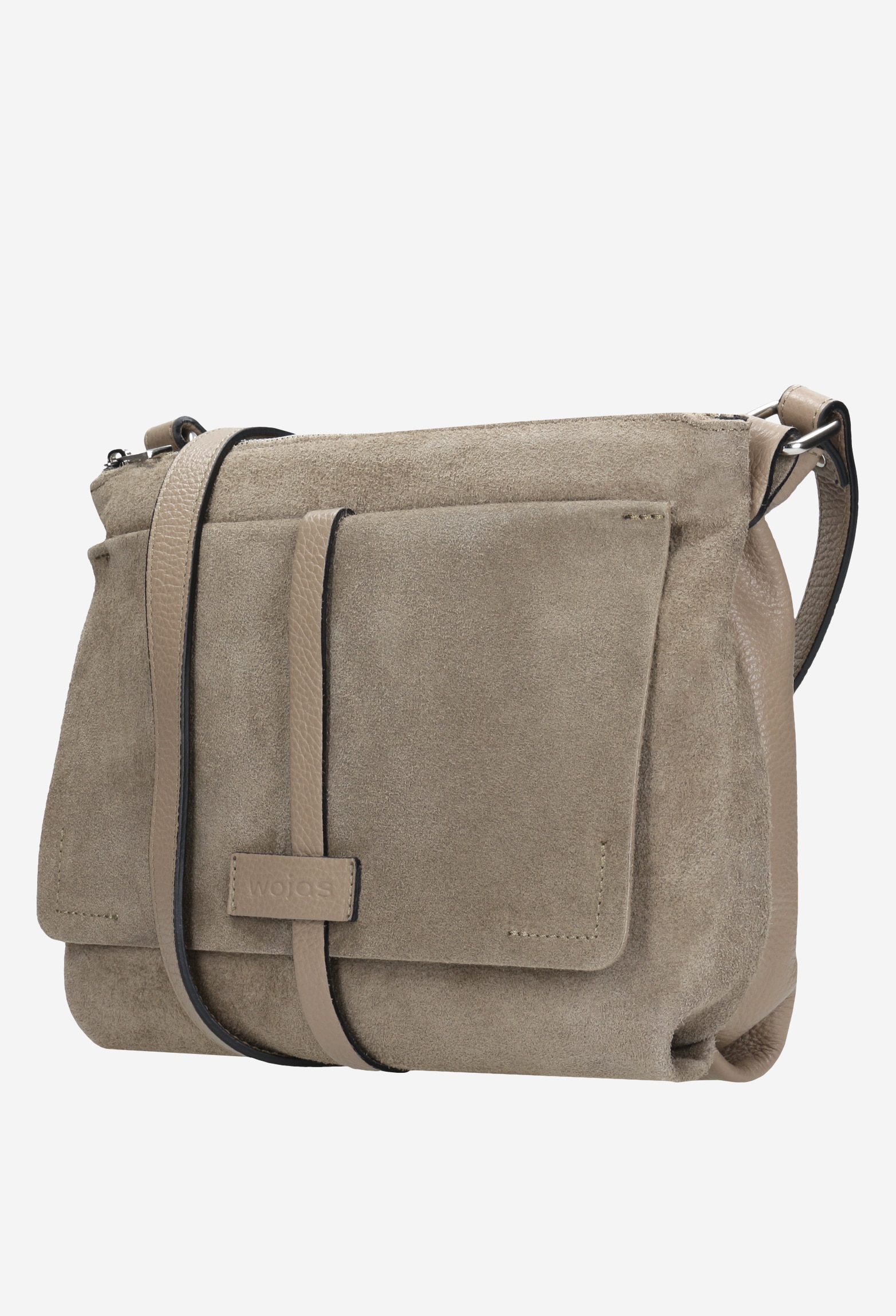 Niewielka beżowa torebka damska z łączonych skór