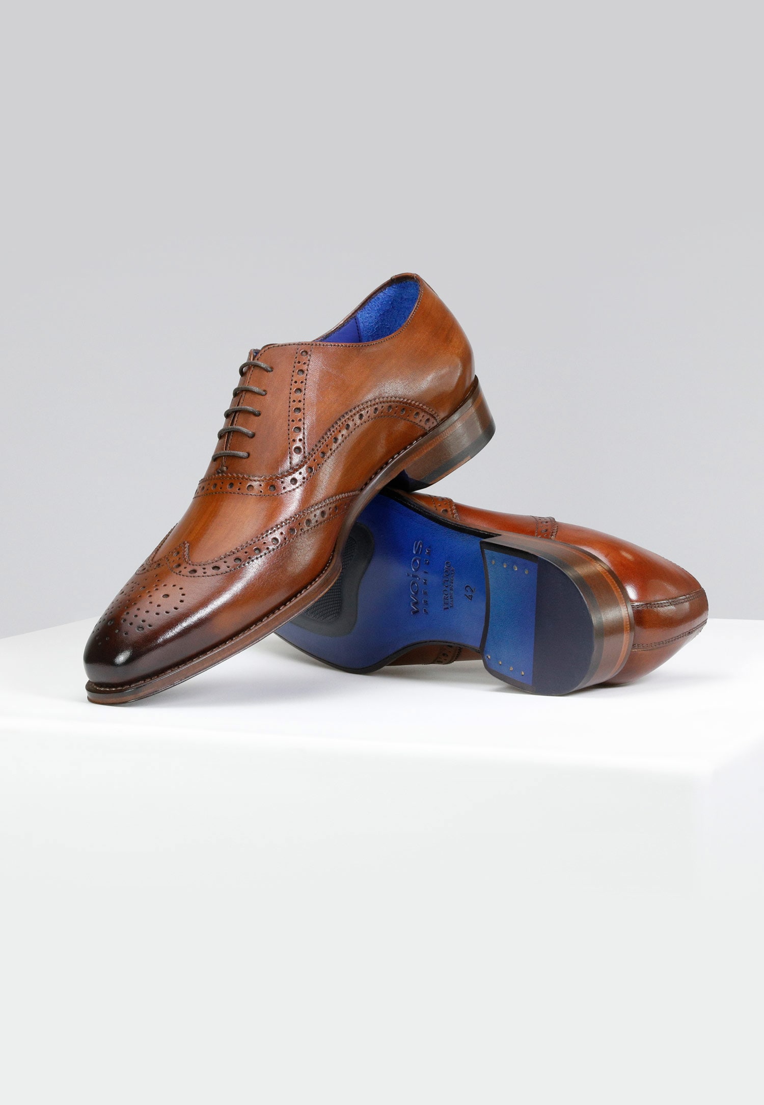 Oxfordy męskie PREMIUM w kolorze jasnego brązu